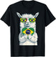 Brasil Flag Llama Brazilian Alpaca Brasilian Roots Brazil T-Shirt - T-Shirt | Black