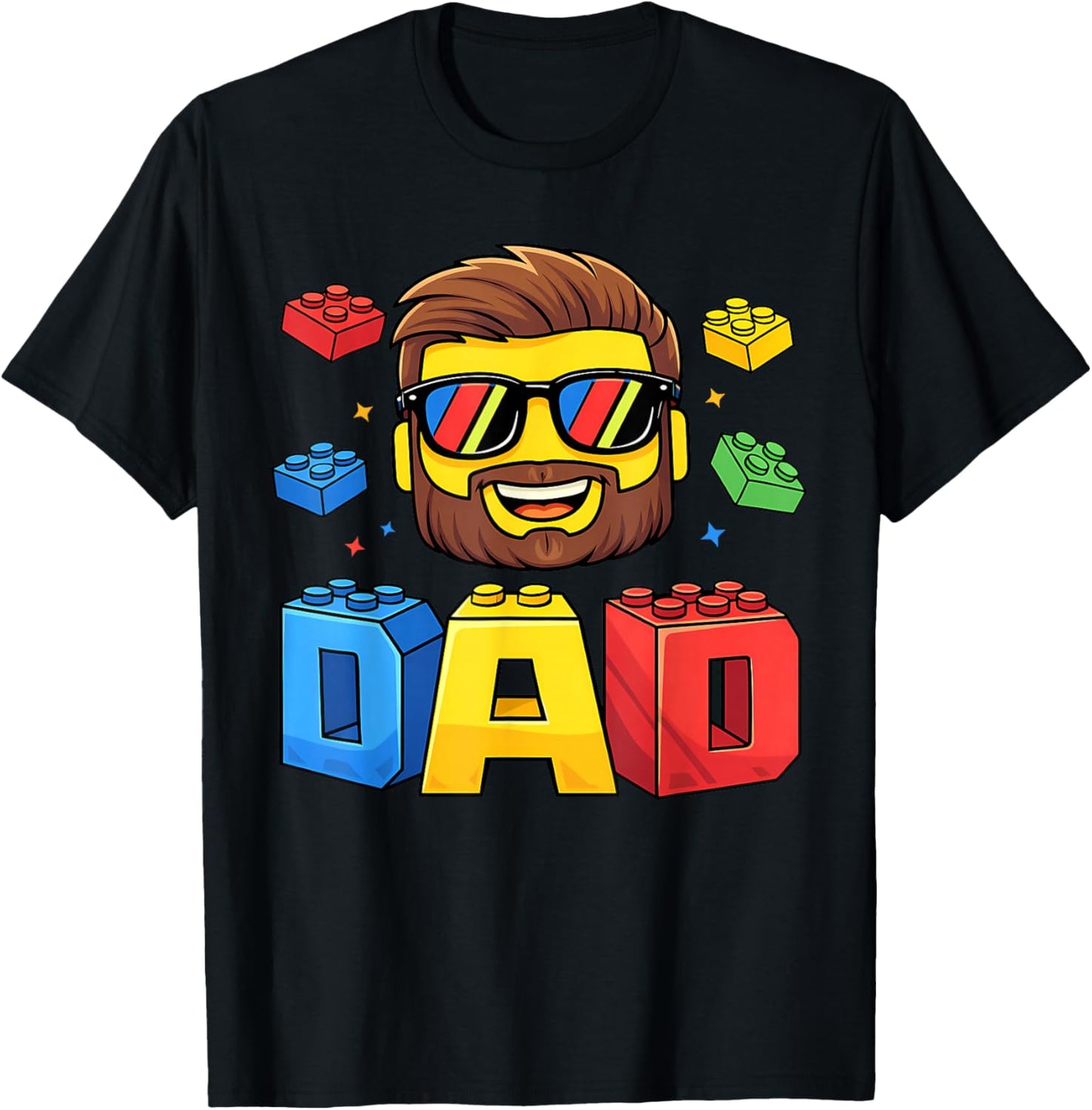 Family Dad Master Builder Building Bricks Blocks Fathers Day T-Shirt - T-Shirt | Black