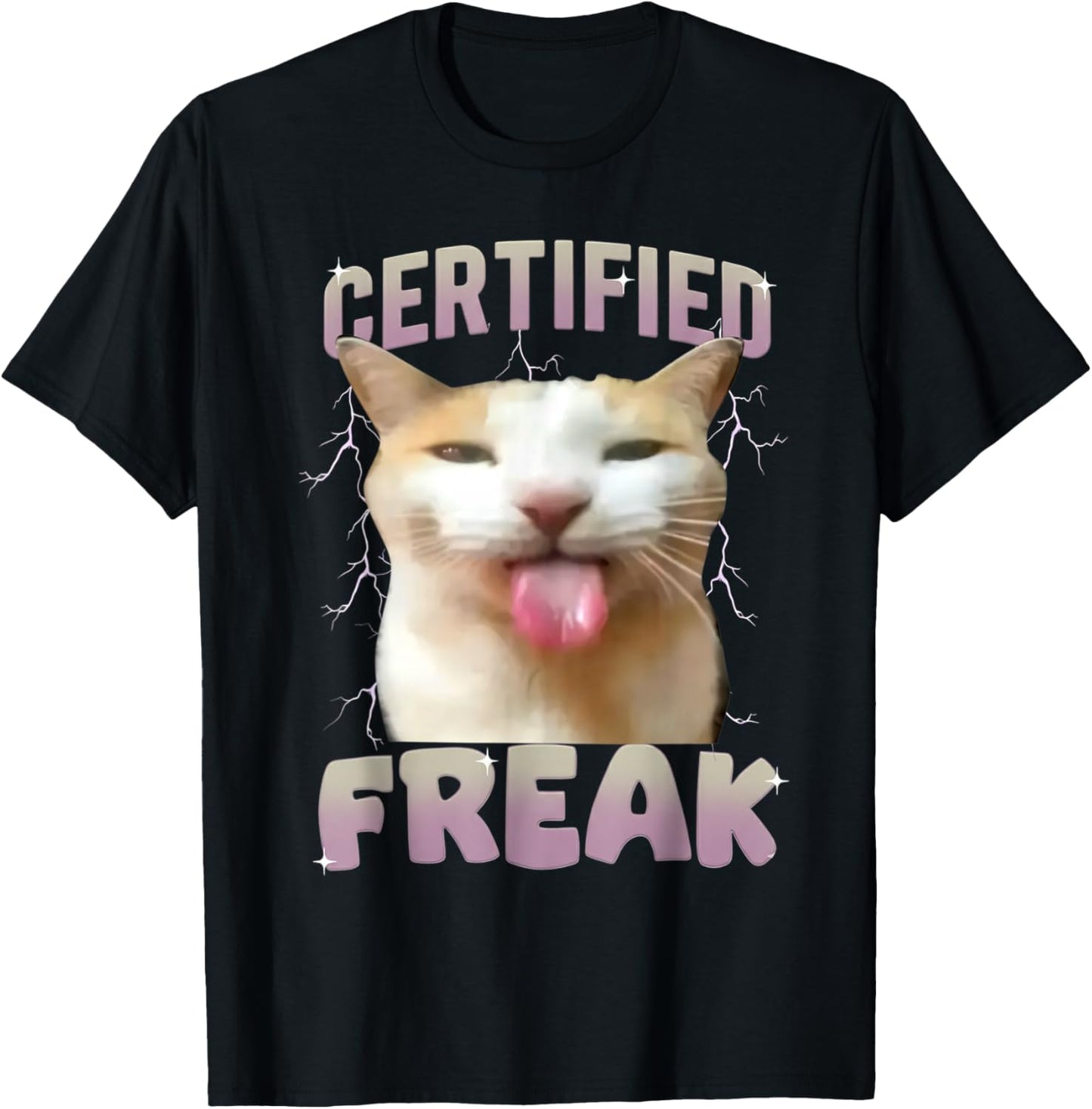 Cat Meme Certified Freak Eat Cement Cursed Cats Humor Funny T-Shirt - T-Shirt | Black
