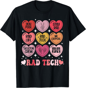 Rad Tech Valentine's Day Radiology X-Ray Radiate Heart Candy T-Shirt - T-Shirt | Black