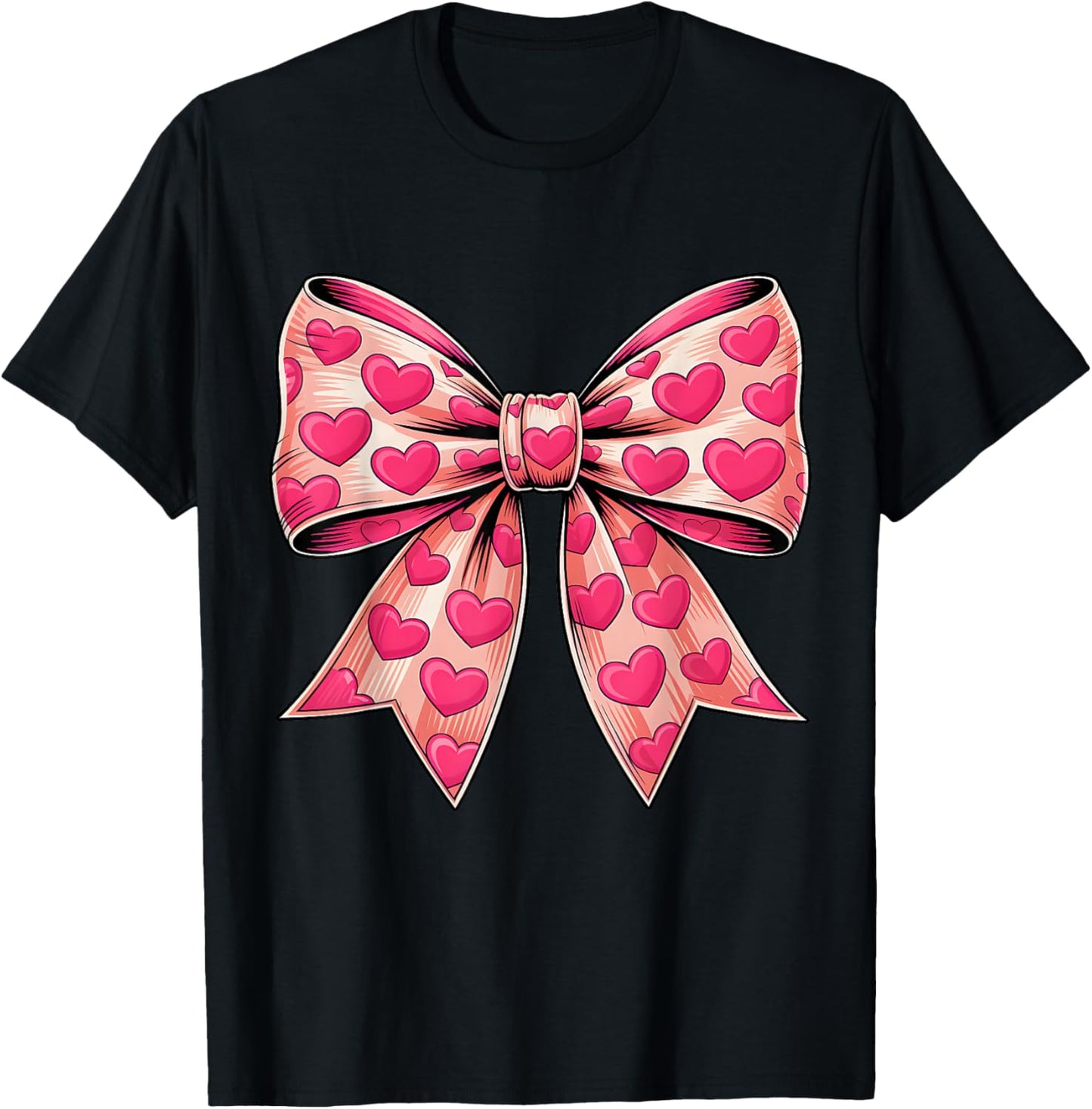 Pink Boquette Bow Happy Valentine Girls Kids T-Shirt - T-Shirt | Black