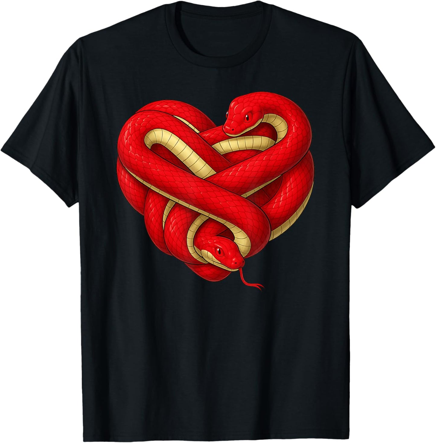 Red Snake Heart Animal Lover Valentines Day Boys Girls Kids T-Shirt - T-Shirt | Black