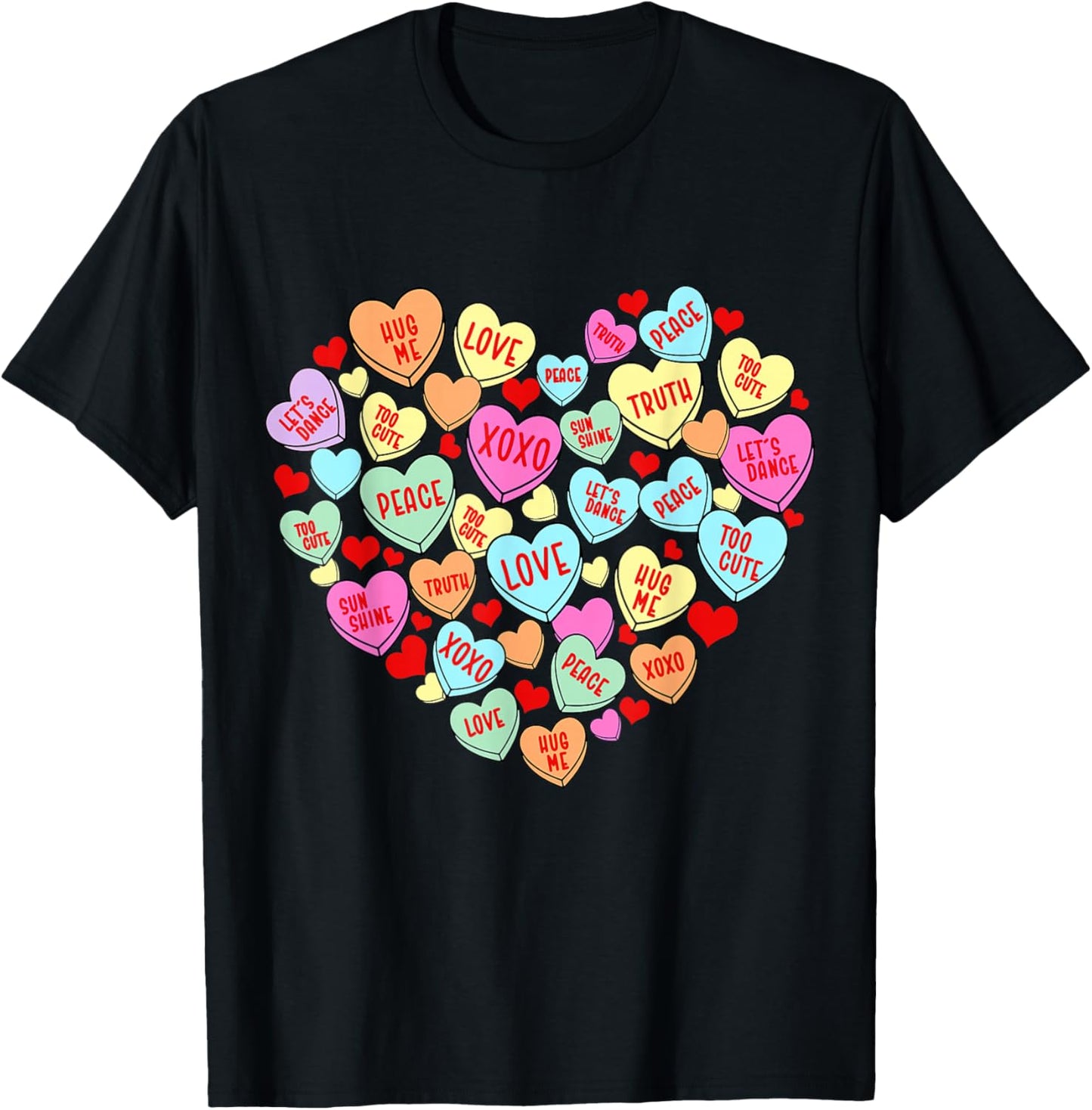 Valentines Day Heart Conversation Candy Sweetheart Kid Women T-Shirt - T-Shirt | Black
