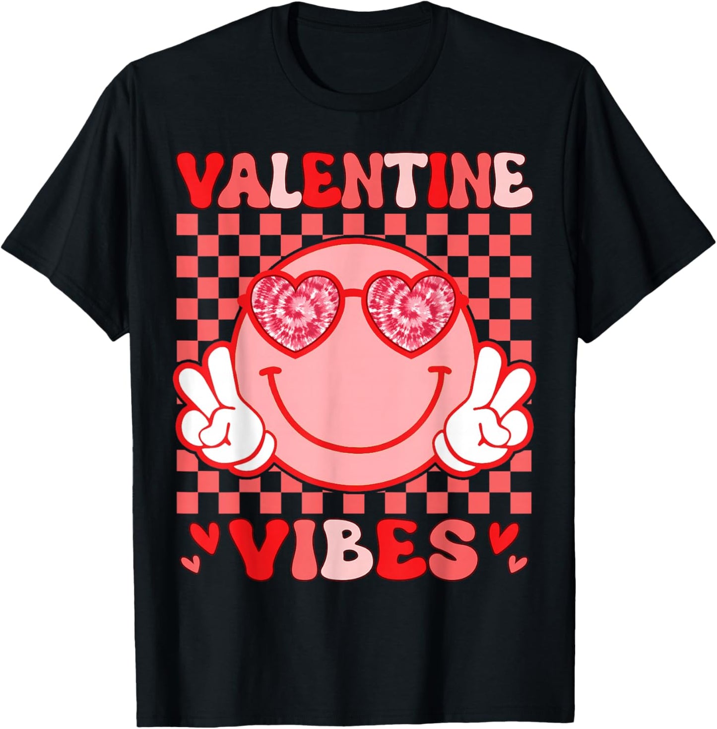 Valentine Vibes Hippie Valentines Day Shirts for Girls Women T-Shirt - T-Shirt | Black