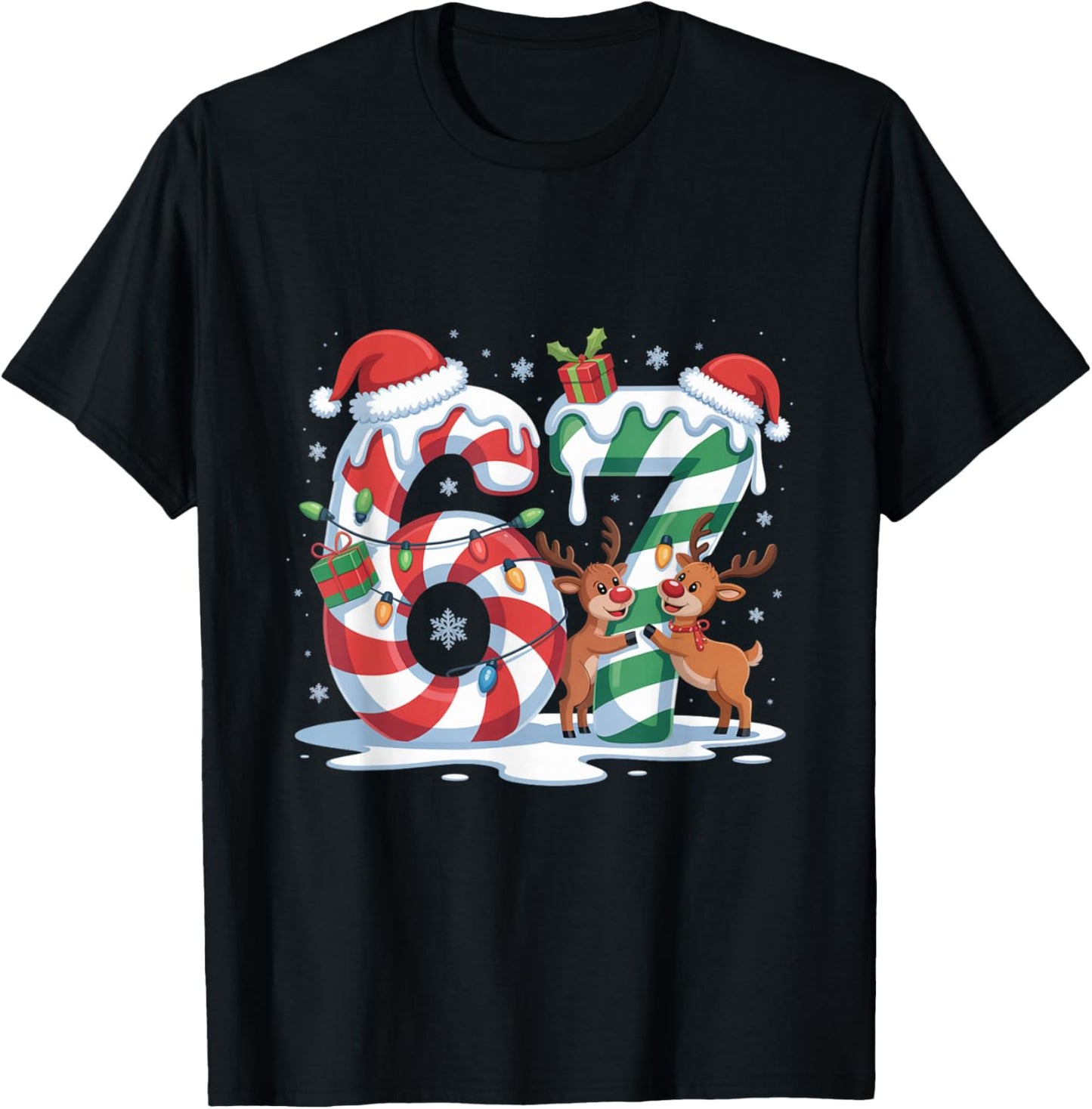 Christmas 67 Funny Xmas Six Seven Ugly Sweater 6-7 T-Shirt - T-Shirt | Black