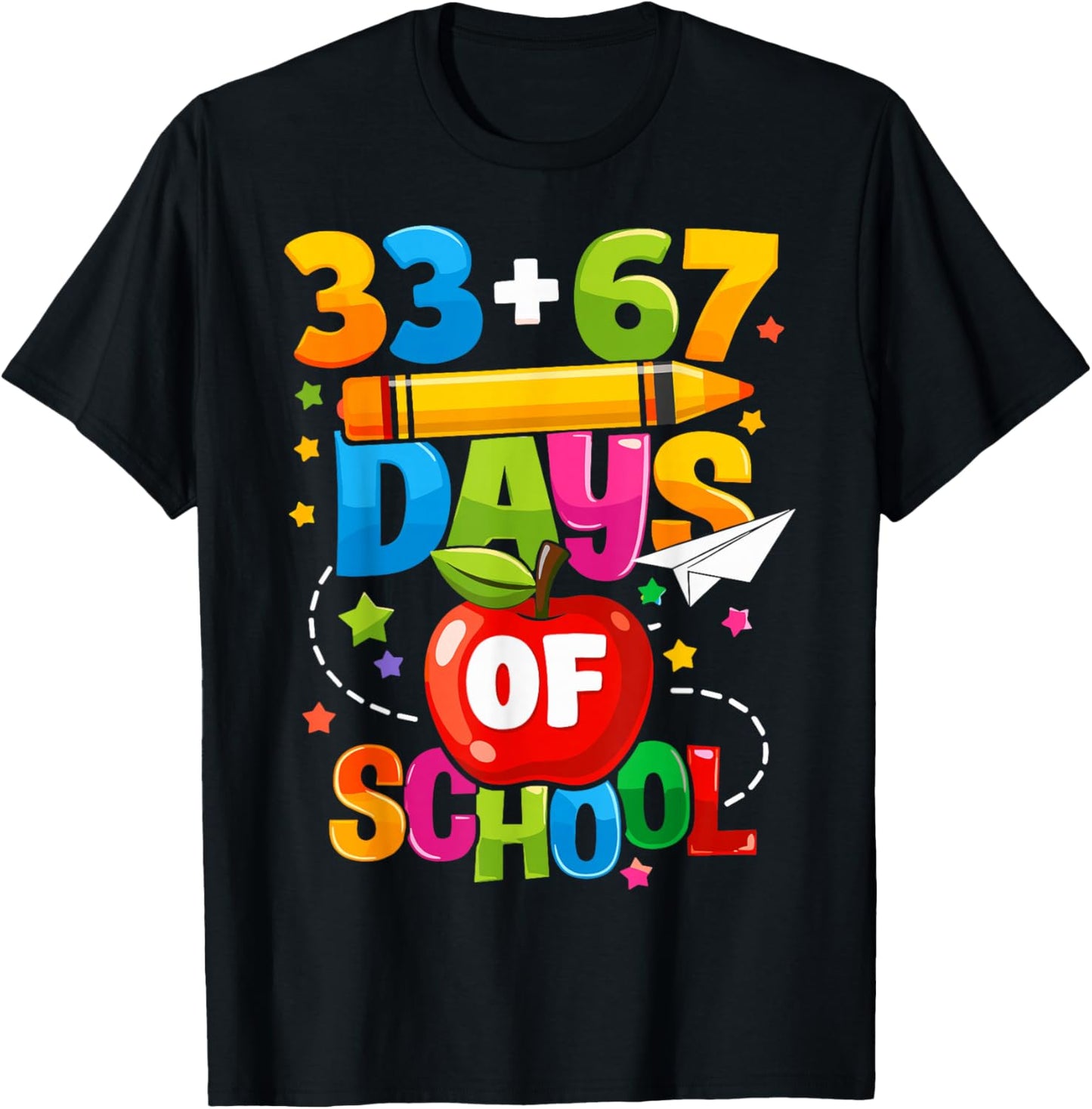I Survived 67 33 Days of School for Teacher Kids 100th Days T-Shirt - T-Shirt | Black