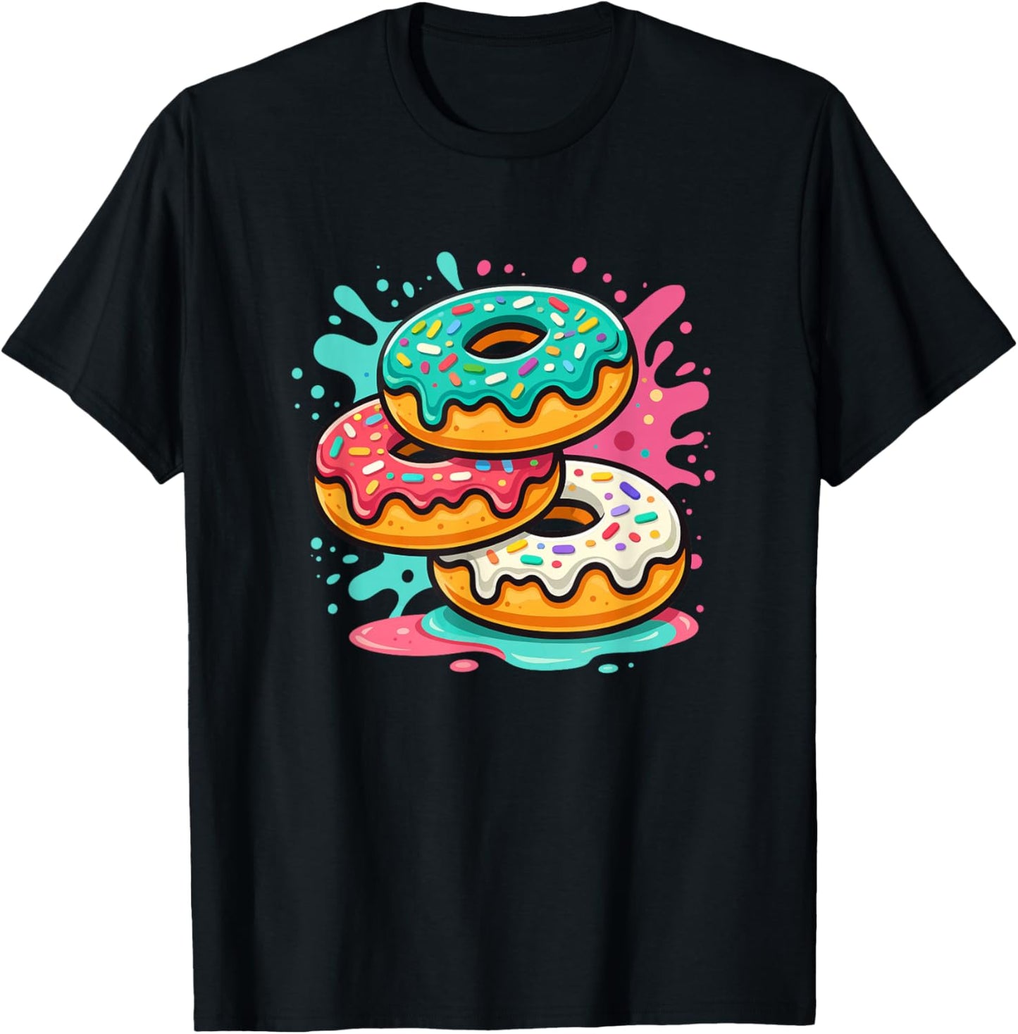Colorful Donut for Kids who Loves Donuts for Donut Day Fans T-Shirt - T-Shirt | Black