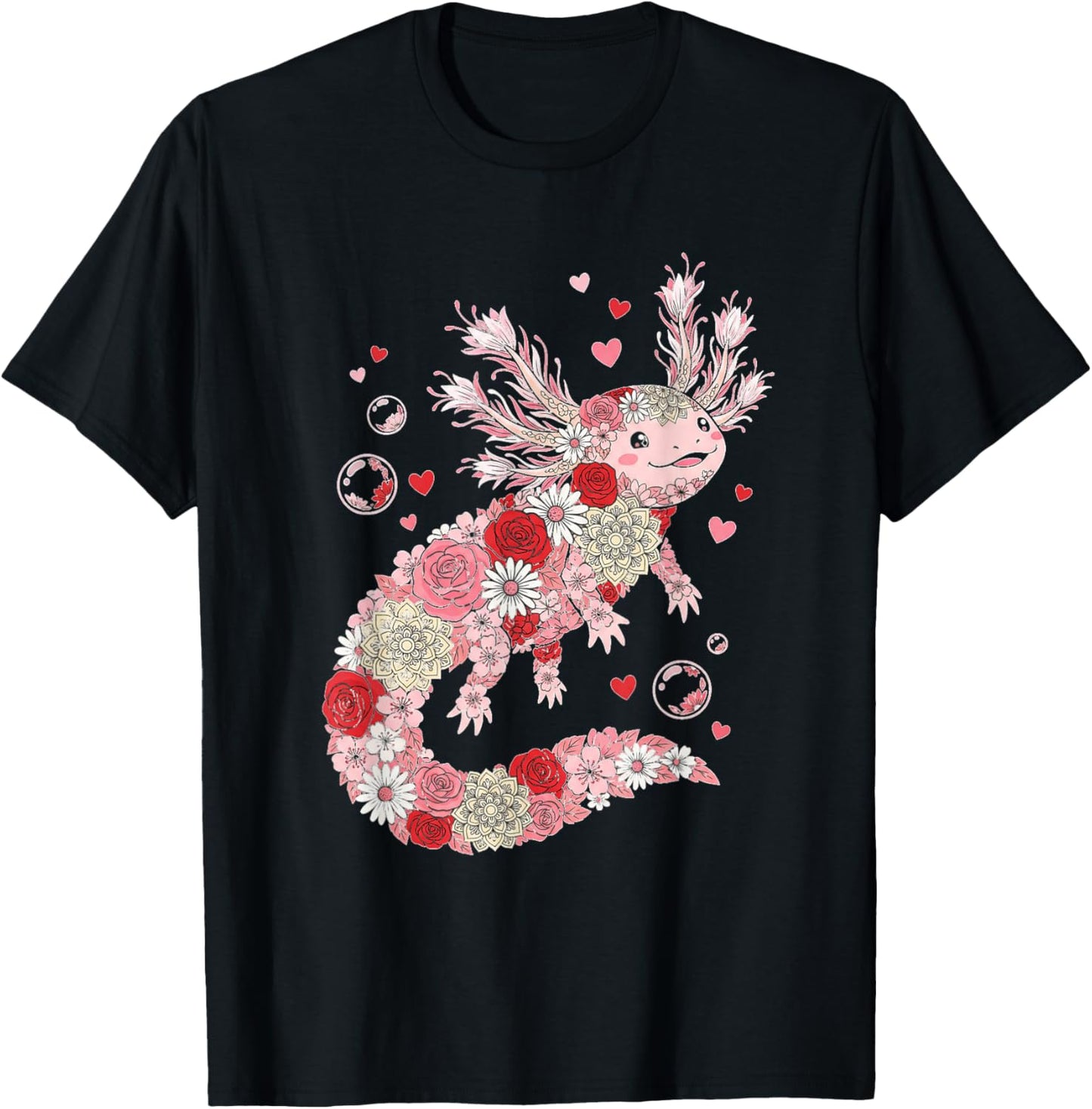 Love Axolotl Valentine Cute Axolotls Lover Valentines Day T-Shirt - T-Shirt | Black
