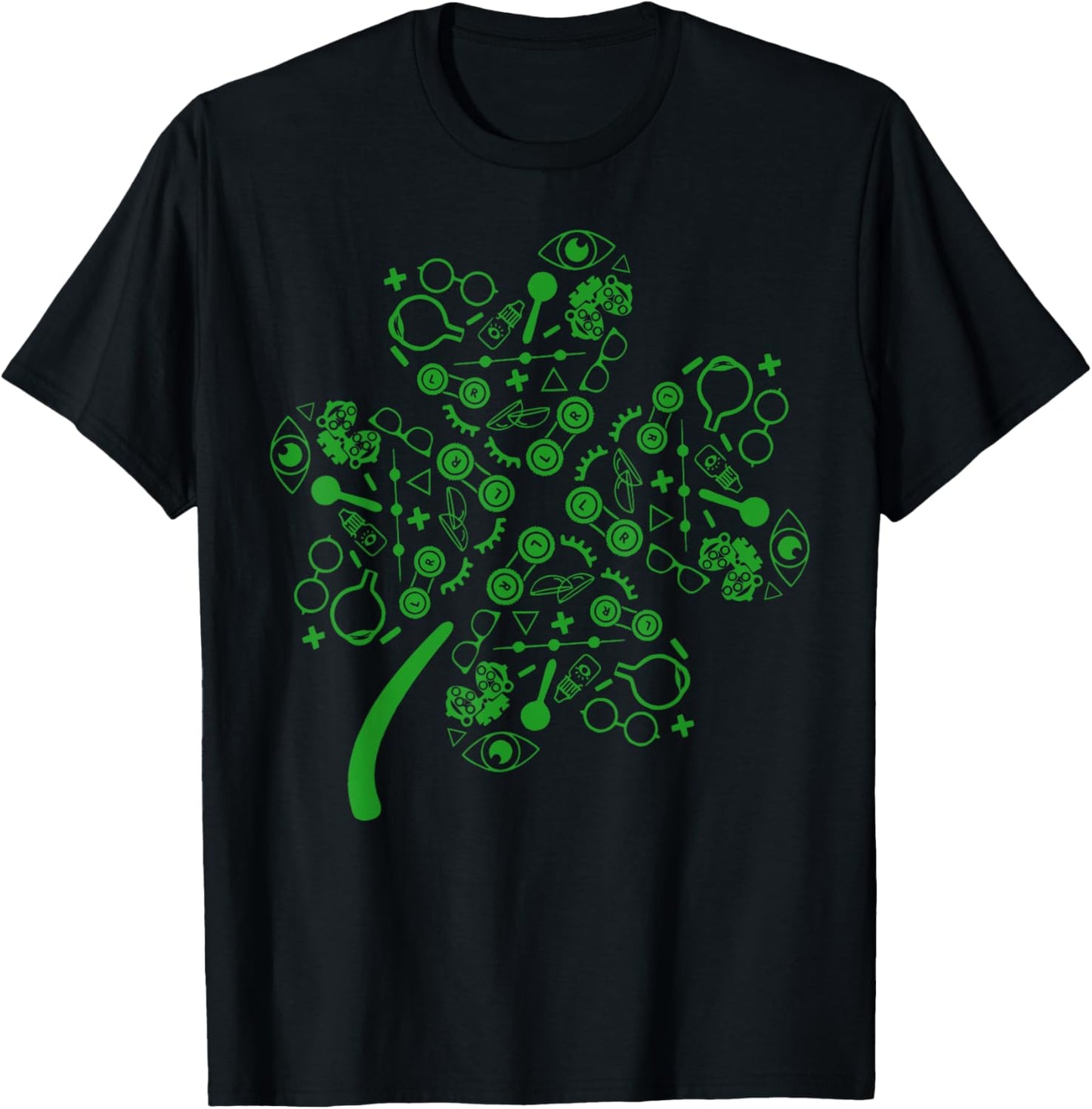 Optometry Symbols Shamrock Optometrist St Patrick's Day T-Shirt - T-Shirt | Black