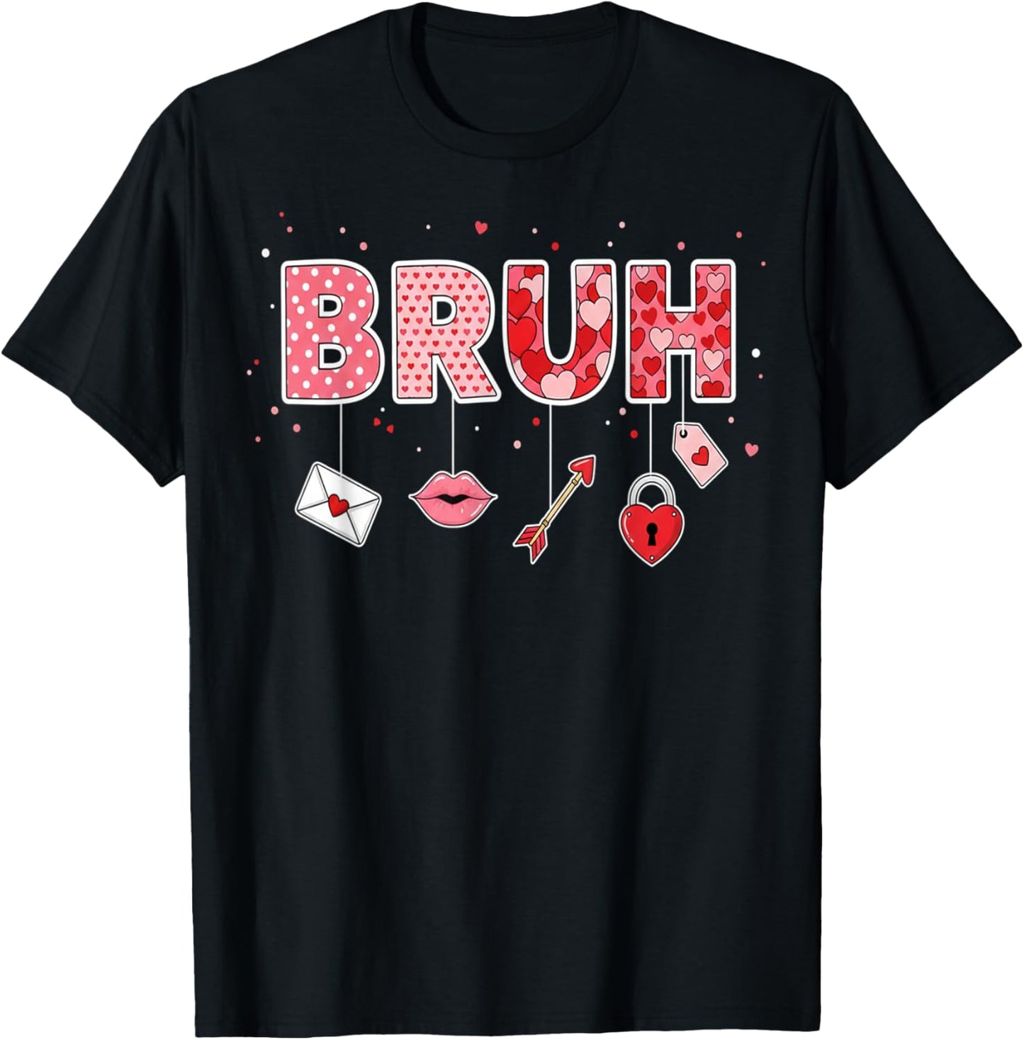 Happy Valentines Bruh Valentine Boys Hearts Kids Men T-Shirt - T-Shirt | Black