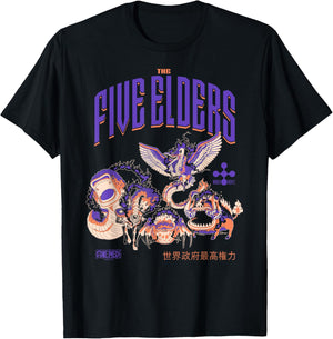 One Piece Anime The Five Elders Beast Form Celestial Dragons T-Shirt - T-Shirt | Black