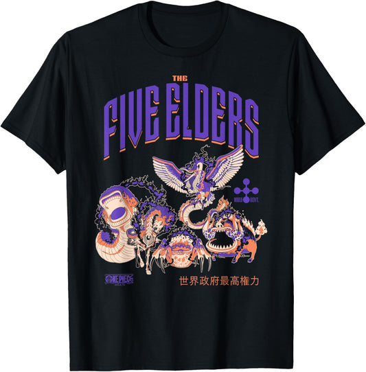 One Piece Anime The Five Elders Beast Form Celestial Dragons T-Shirt - T-Shirt | Black