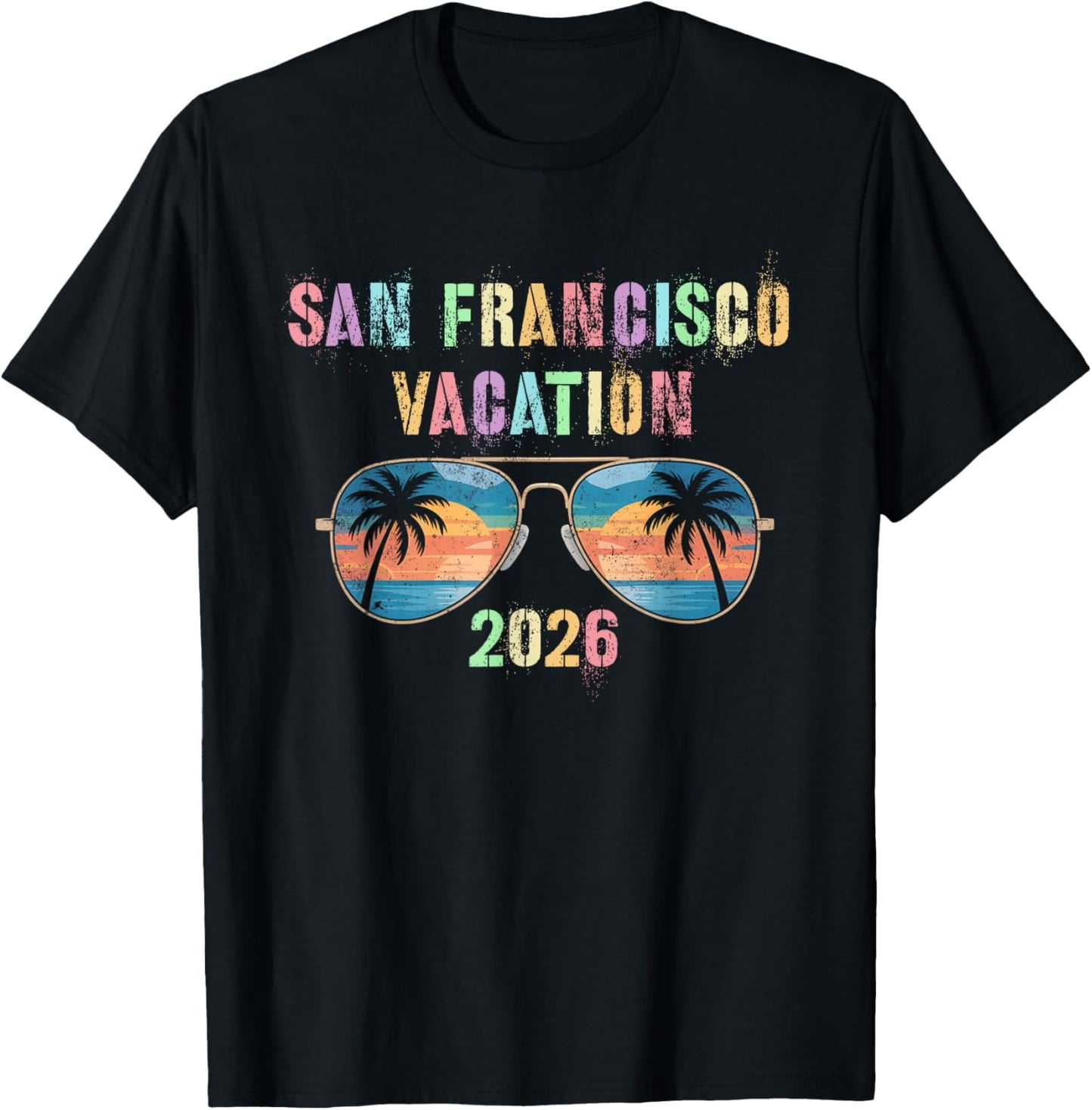 Retro SAN Francisco Vacation 2026 Trip Beaching Vacay T-Shirt - T-Shirt | Black