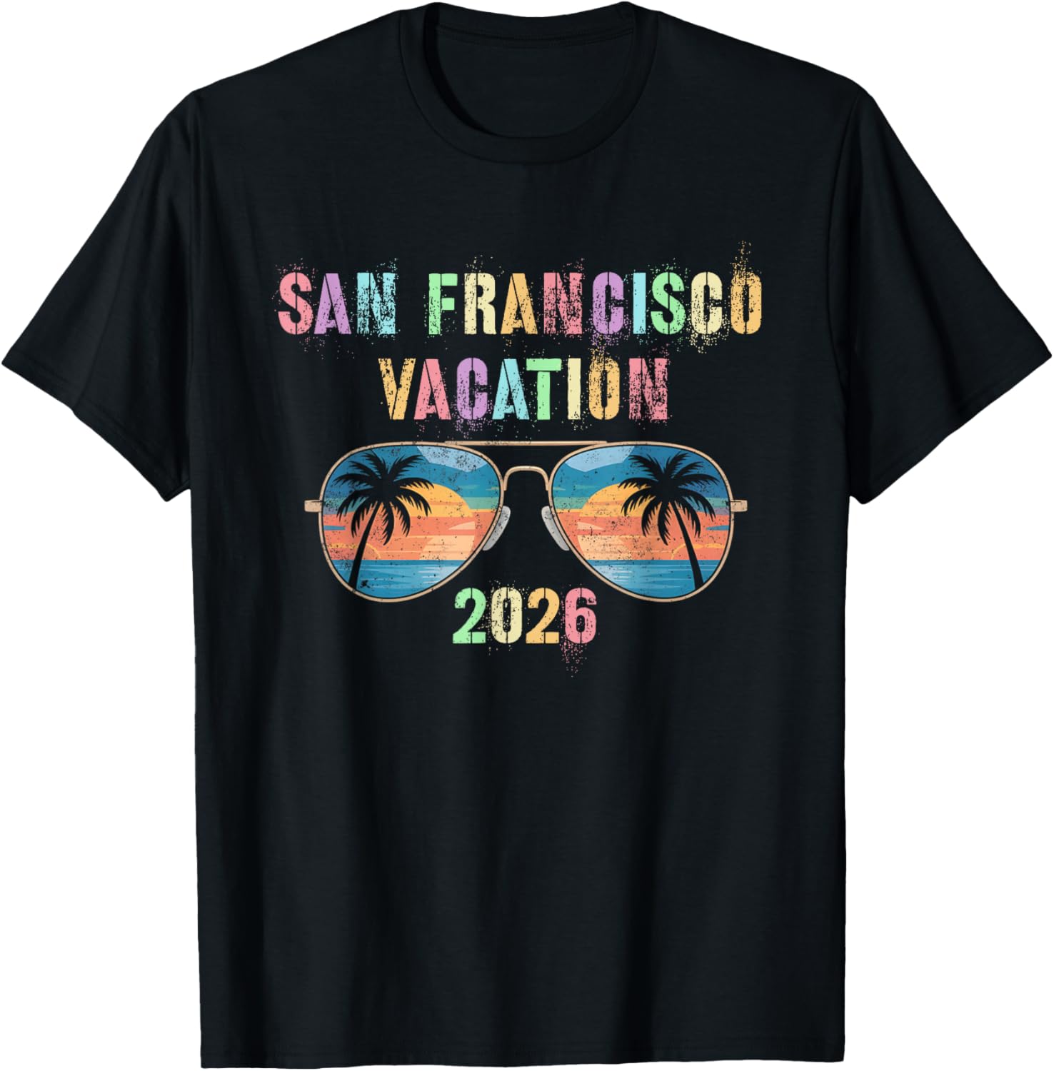 Retro SAN Francisco Vacation 2026 Trip Beaching Vacay T-Shirt - T-Shirt | Black