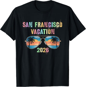 Retro SAN Francisco Vacation 2026 Trip Beaching Vacay T-Shirt - T-Shirt | Black