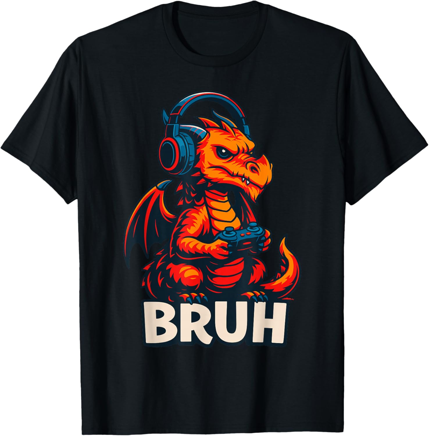 Gamer Dragon Gaming Bruh T-Shirt - T-Shirt | Black