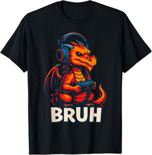 Gamer Dragon Gaming Bruh T-Shirt - T-Shirt | Black