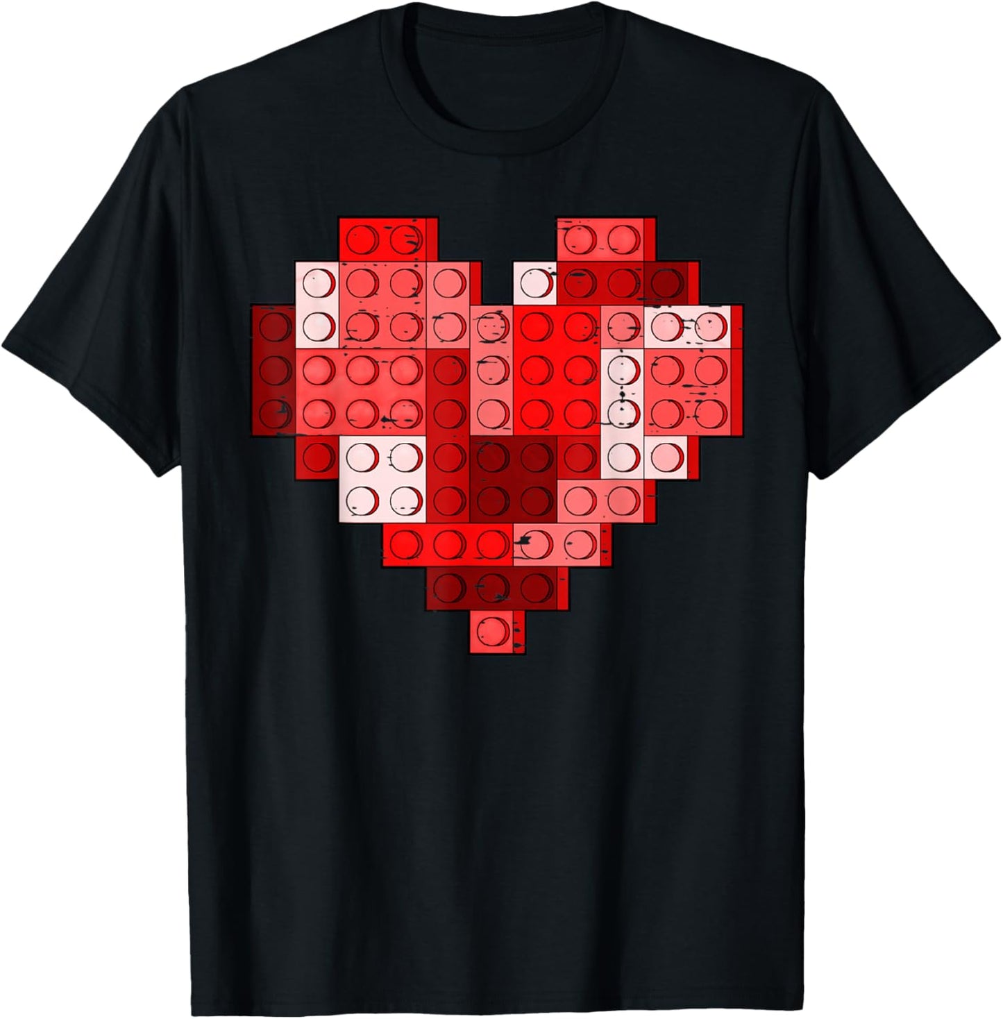 Valentines Day Heart Building Blocks Bricks Boys Kid Toddler T-Shirt - T-Shirt | Black