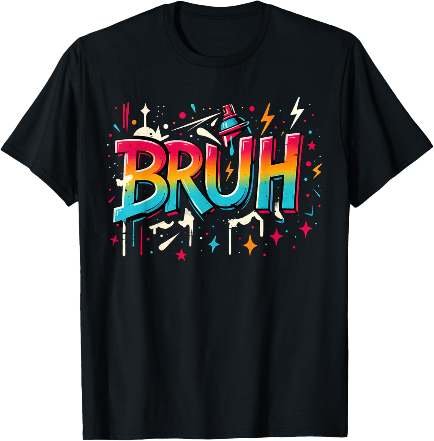 Bruh Graffiti Funny Saying Street Art Meme Boys Teens Kids T-Shirt - T-Shirt | Black