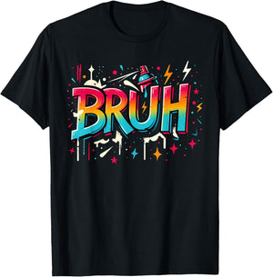 Bruh Graffiti Funny Saying Street Art Meme Boys Teens Kids T-Shirt - T-Shirt | Black