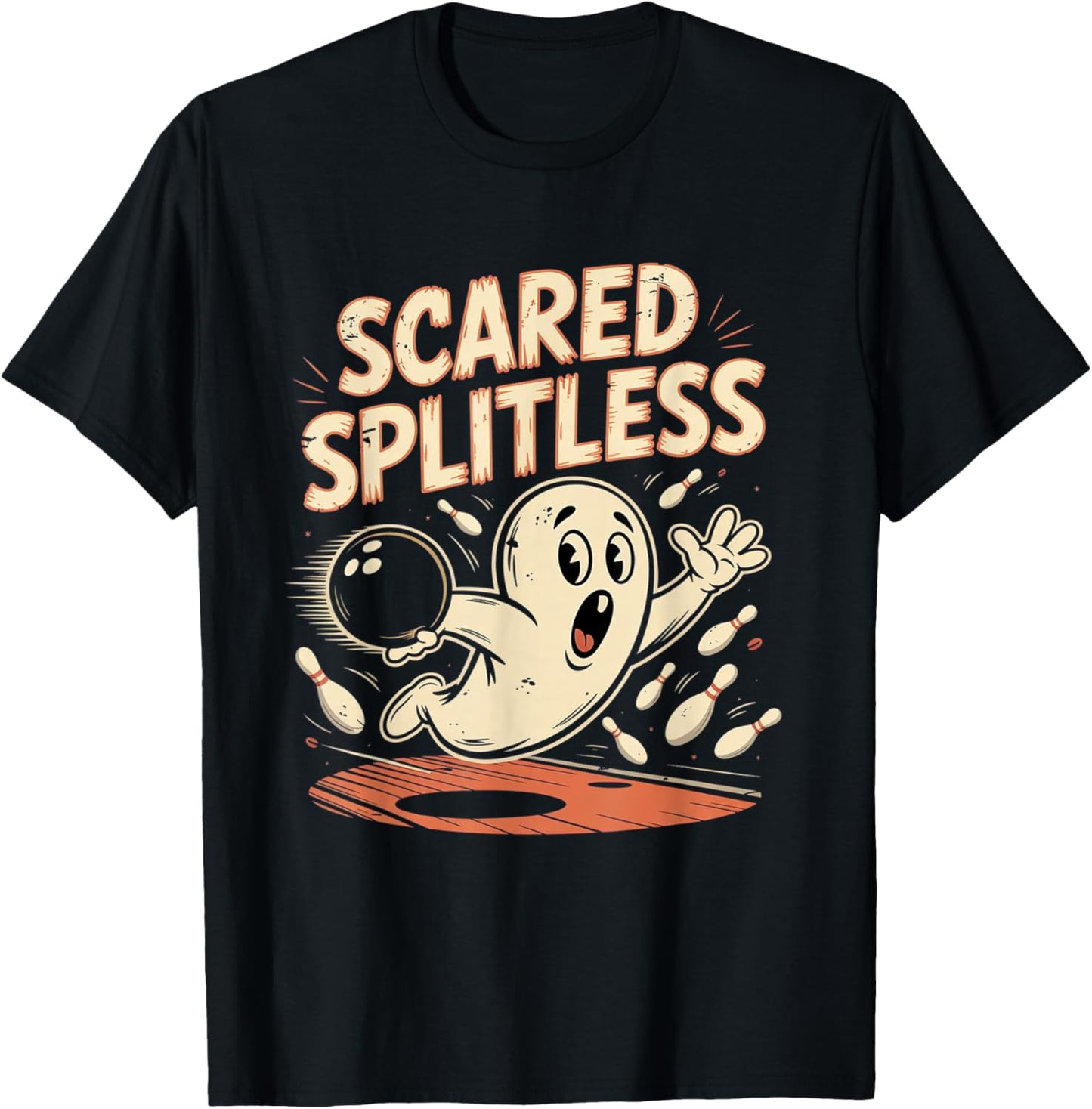 Scared Splitless Bowling Halloween Fun Design T-Shirt - T-Shirt | Black