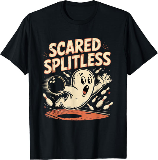 Scared Splitless Bowling Halloween Fun Design T-Shirt - T-Shirt | Black