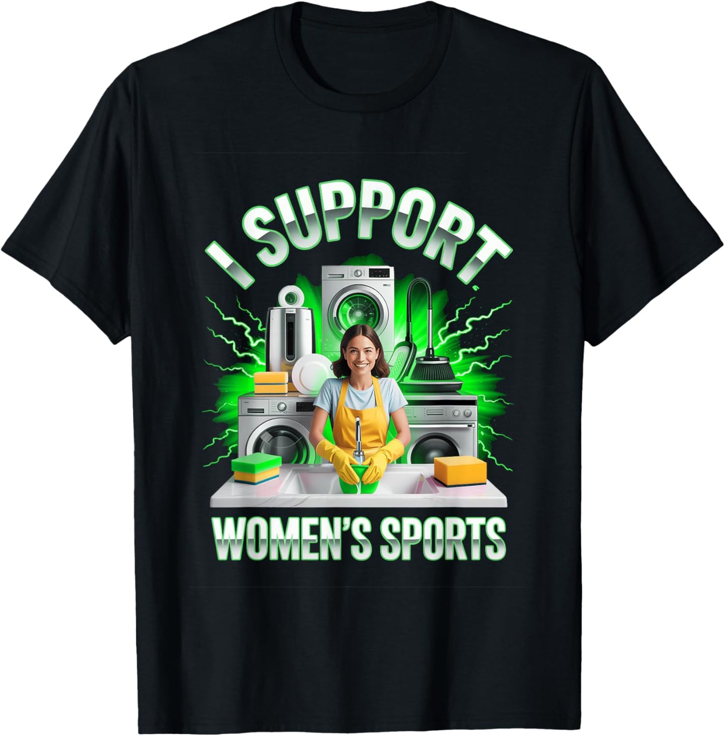 I Support Women's Sports Unwearable Aduld Humor Bootleg T-Shirt - T-Shirt | Black