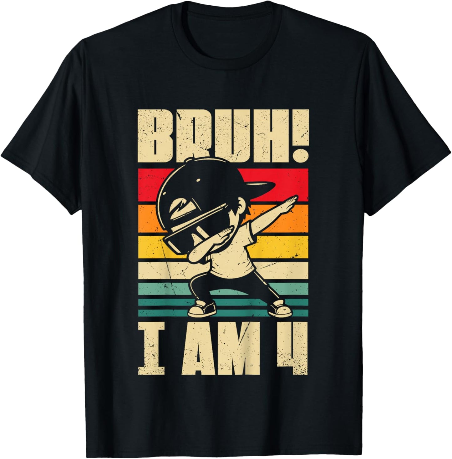 Bruh I Am 4 Year Old Dabbing Boy 4th Birthday Decorations T-Shirt - T-Shirt | Black