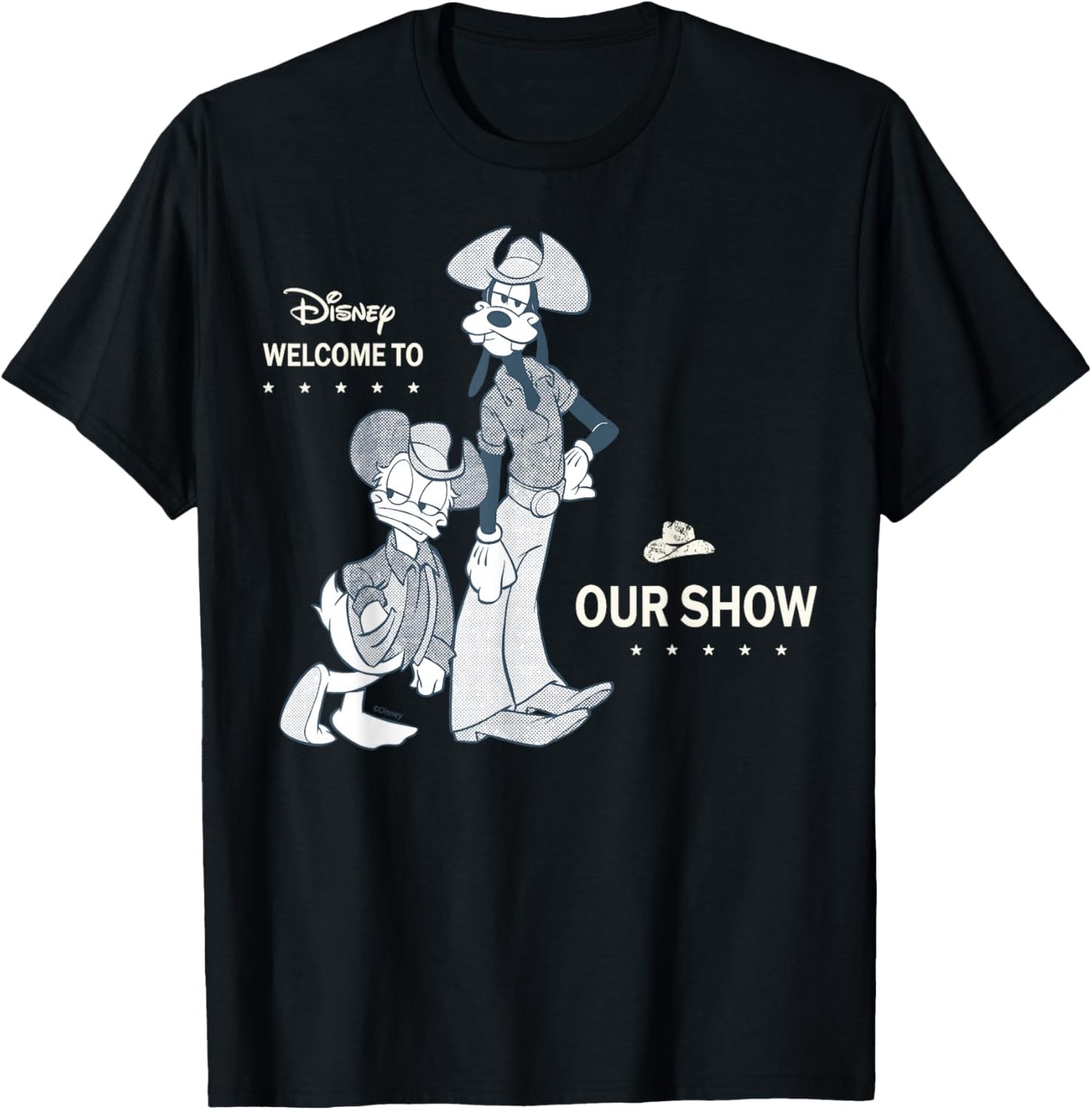 Disney Mickey and Friends Goofy Donald Cowboy Western Retro T-Shirt - T-Shirt | Black