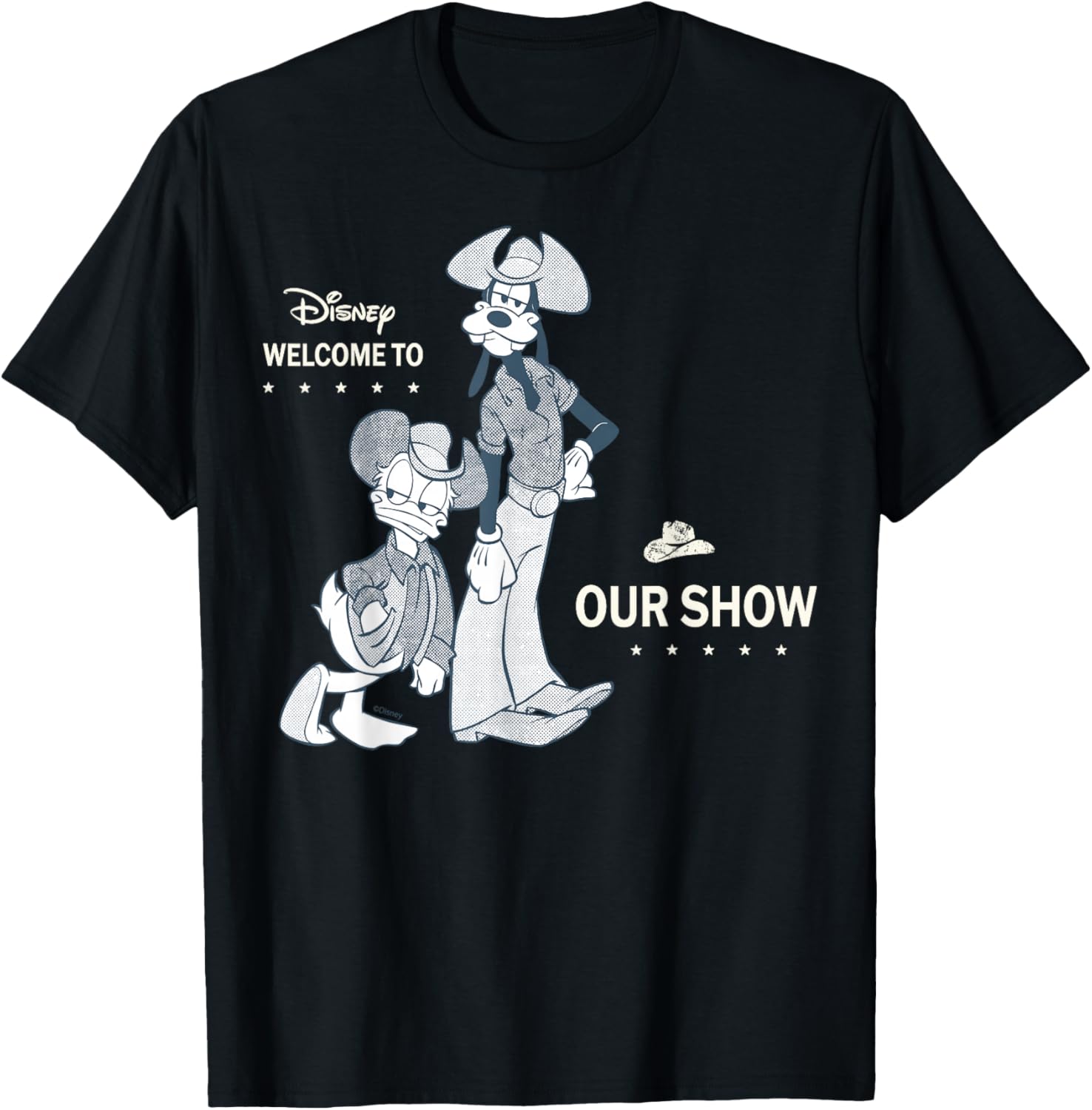 Disney Mickey and Friends Goofy Donald Cowboy Western Retro T-Shirt - T-Shirt | Black