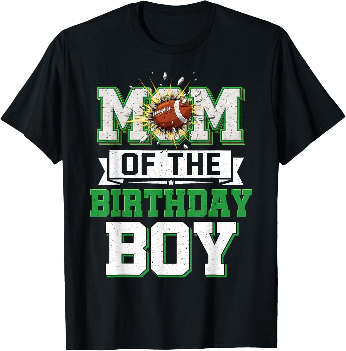 Mom of The Birthday Boy Matching Football Family Party T-Shirt - T-Shirt | Black
