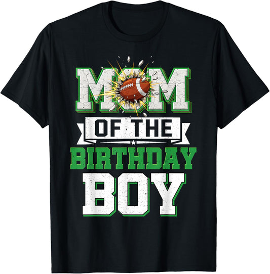 Mom of The Birthday Boy Matching Football Family Party T-Shirt - T-Shirt | Black