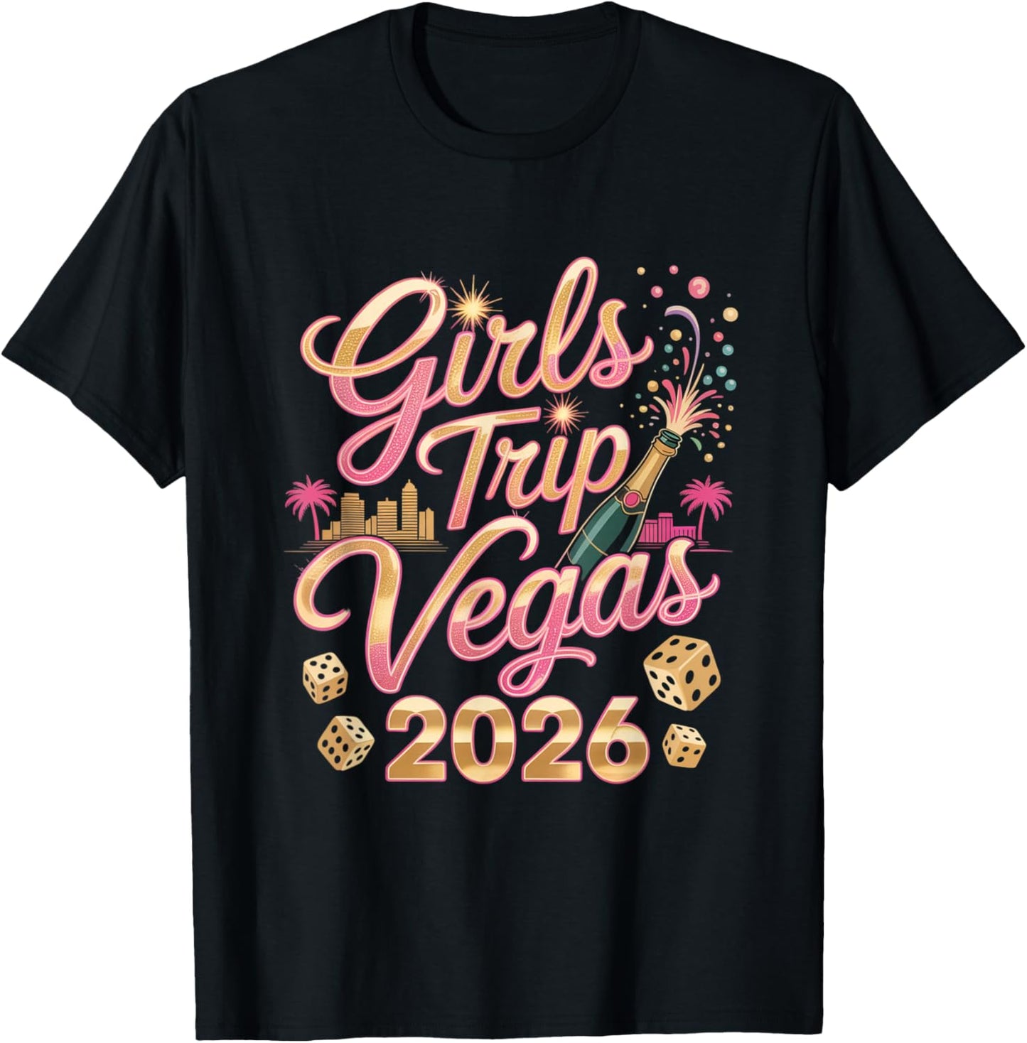 Girls Trip Vegas 2026 Confetti Party Crew T-Shirt - T-Shirt | Black