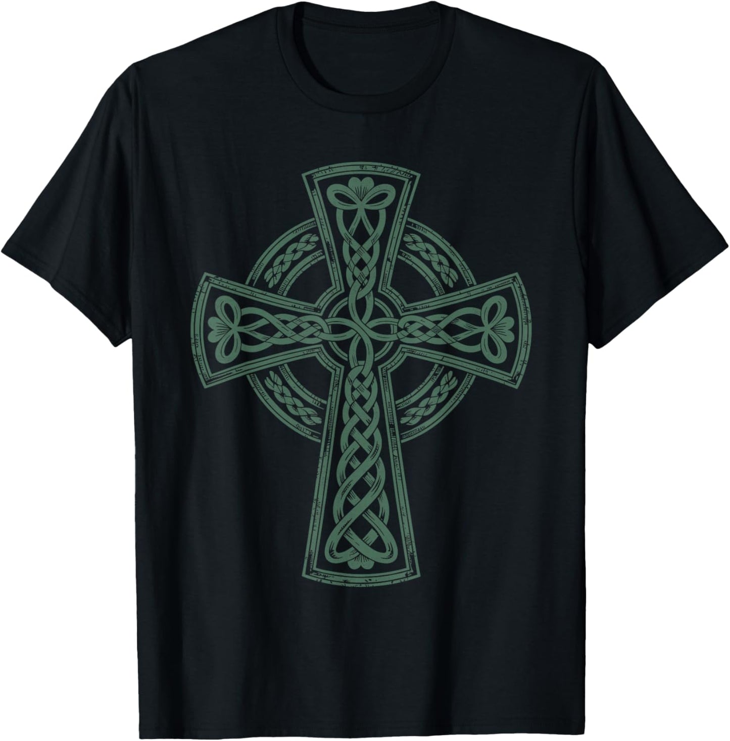 Vintage Distressed Celtic Cross Saint Patricks Day T-Shirt - T-Shirt | Black
