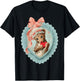 Cute Leopard Valentine with Heart Vintage Animal Coquette T-Shirt - T-Shirt | Black