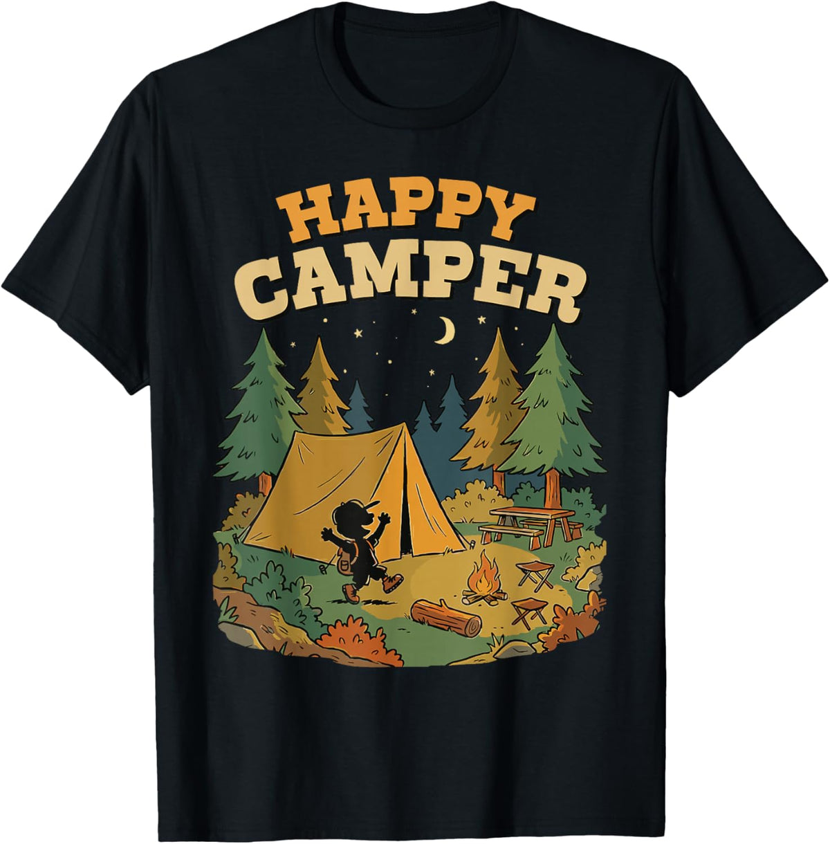 Happy Camper Camping for Boy T-Shirt - T-Shirt | Black