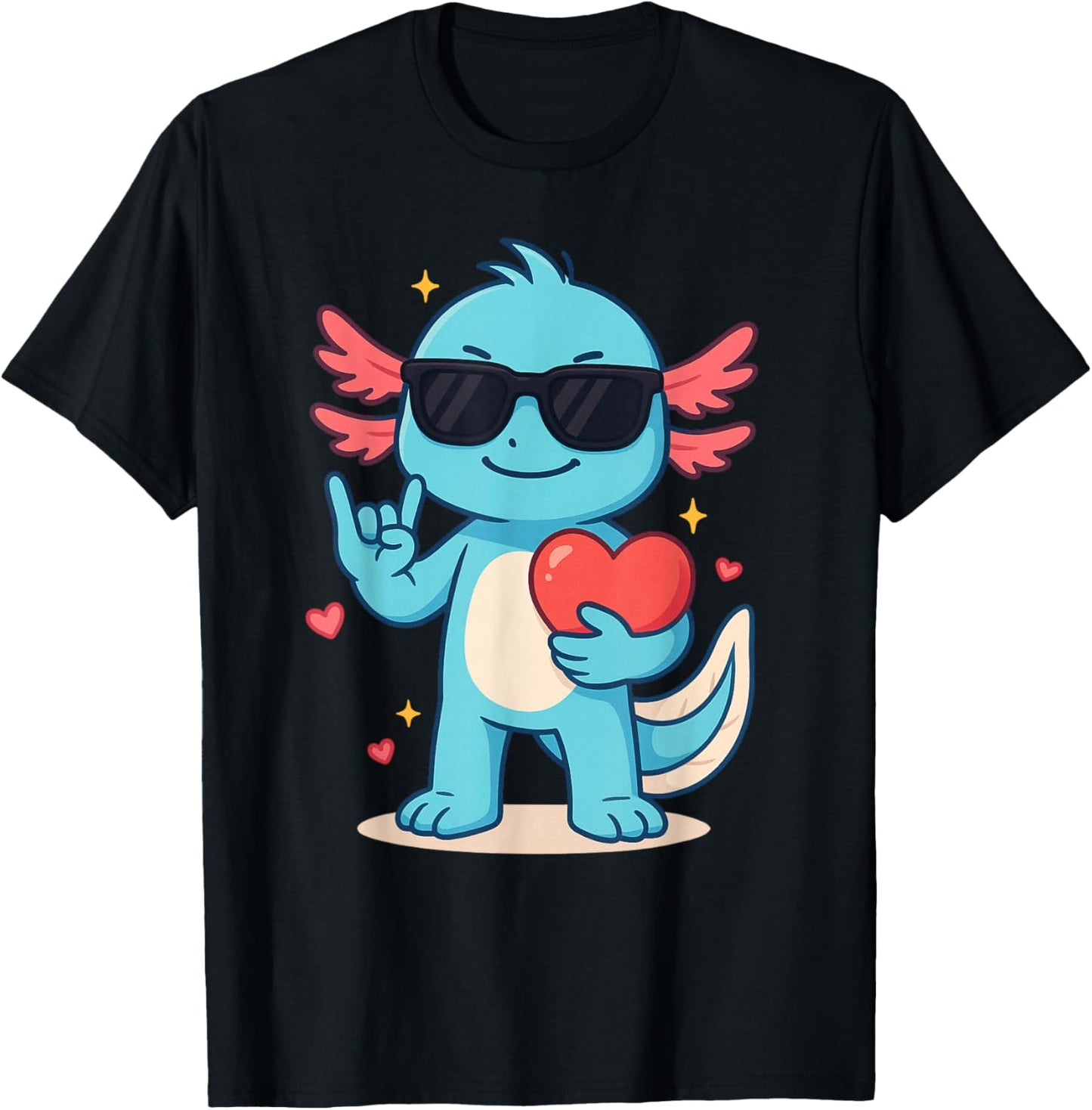 Cute Axolotl Valentines Day Love Funny Axolotl Boys Kids T-Shirt - T-Shirt | Black