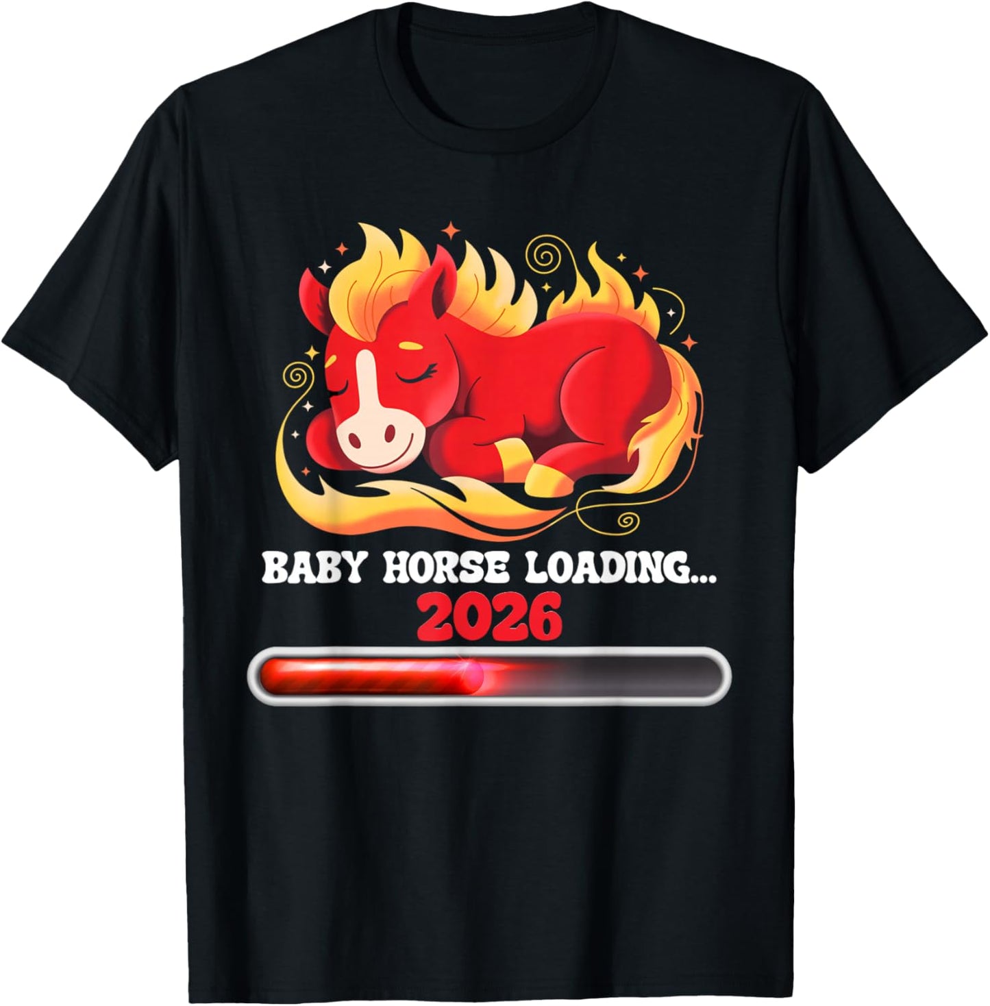 Baby Horse Loading 2026 Chinese New Year Pregnancy Reveal T-Shirt - T-Shirt | Black