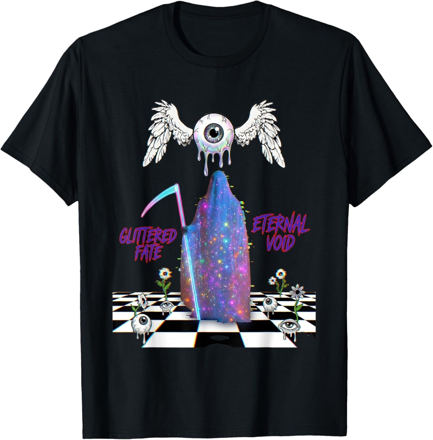 Weirdcore Grim Reaper Galaxy Eye Art Dreamcore T-Shirt - T-Shirt | Black