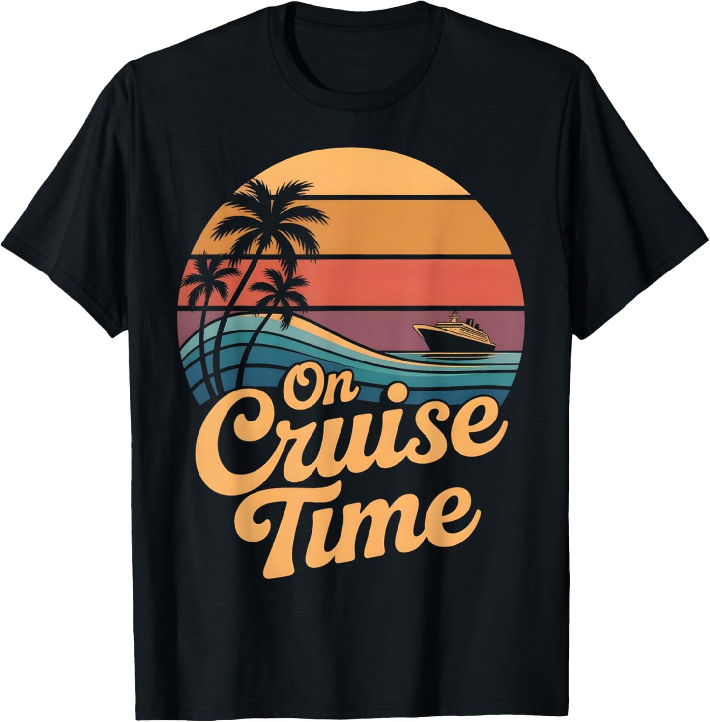 Retro On Cruise Time Summer Vacation Outfits Men T-Shirt - T-Shirt | Black