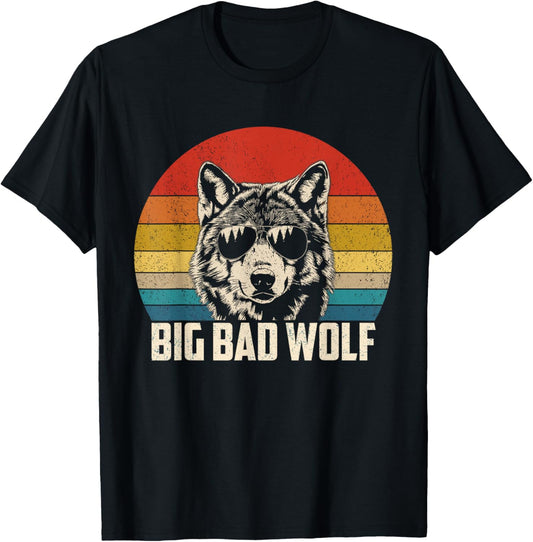 Wolf Spirit Big and Bad Wolf Wolf Pack Funny Wolves Retro T-Shirt - T-Shirt | Black