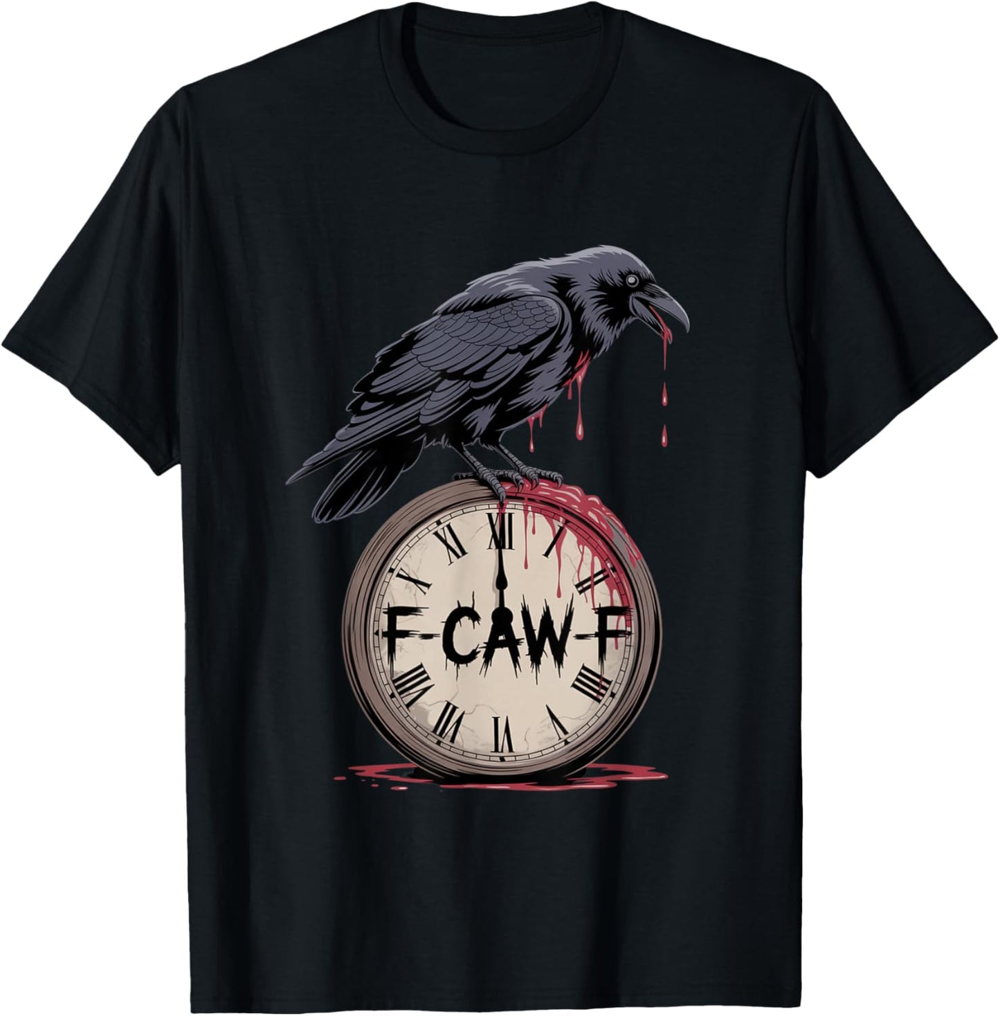 F-Caw-F Crow Funny Gothic Moon Black Bird Halloween T-Shirt - T-Shirt | Black