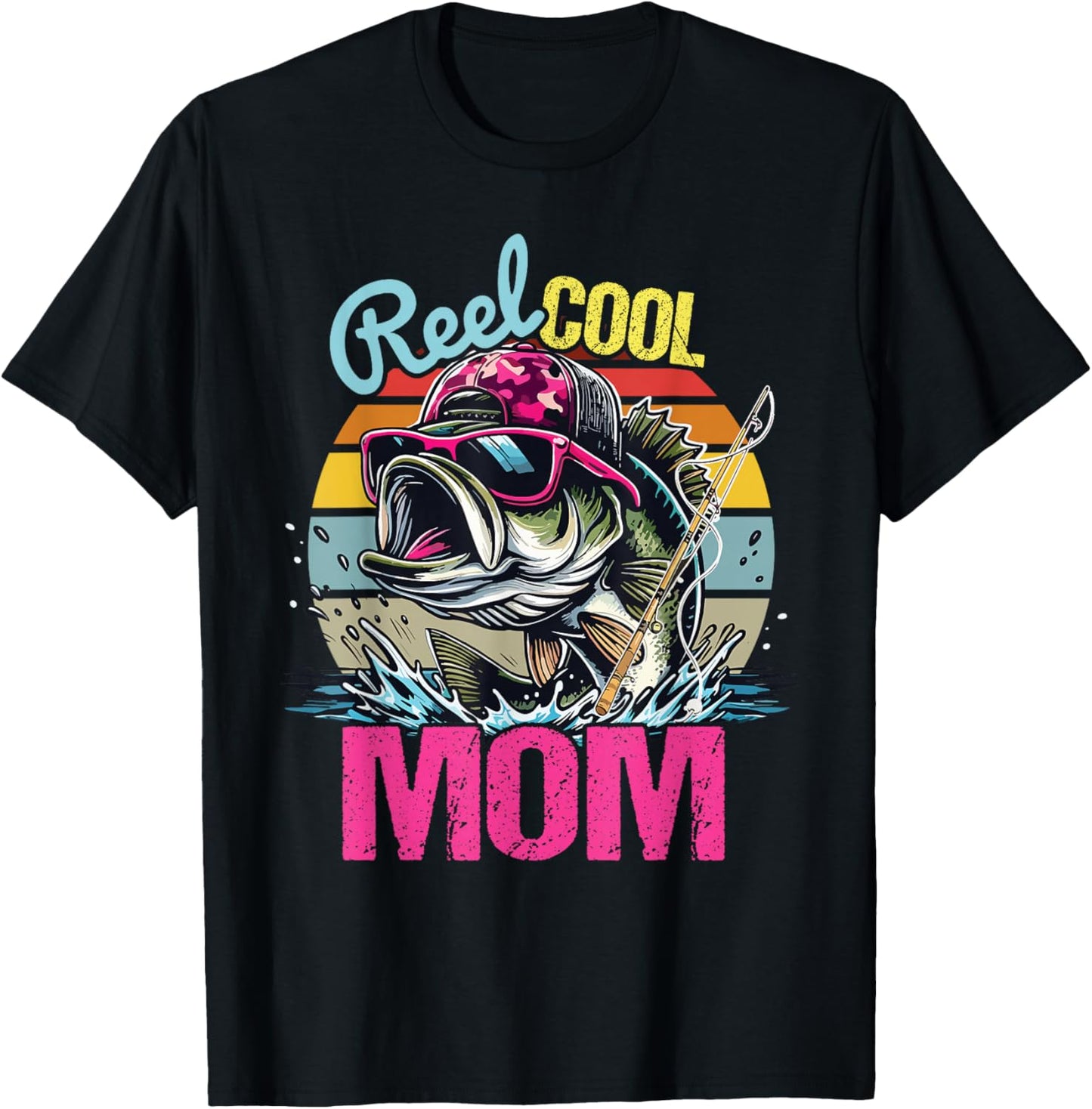 Vintage Reel Cool Mom Fishing Mom Mother's Day T-Shirt - T-Shirt | Black