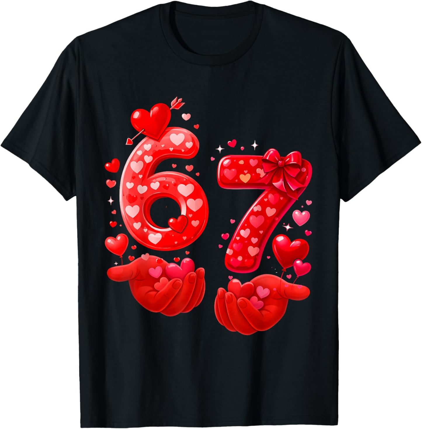 67 Valentine Six Seven Bruh Funny Boys Girls Kids T-Shirt - T-Shirt | Black