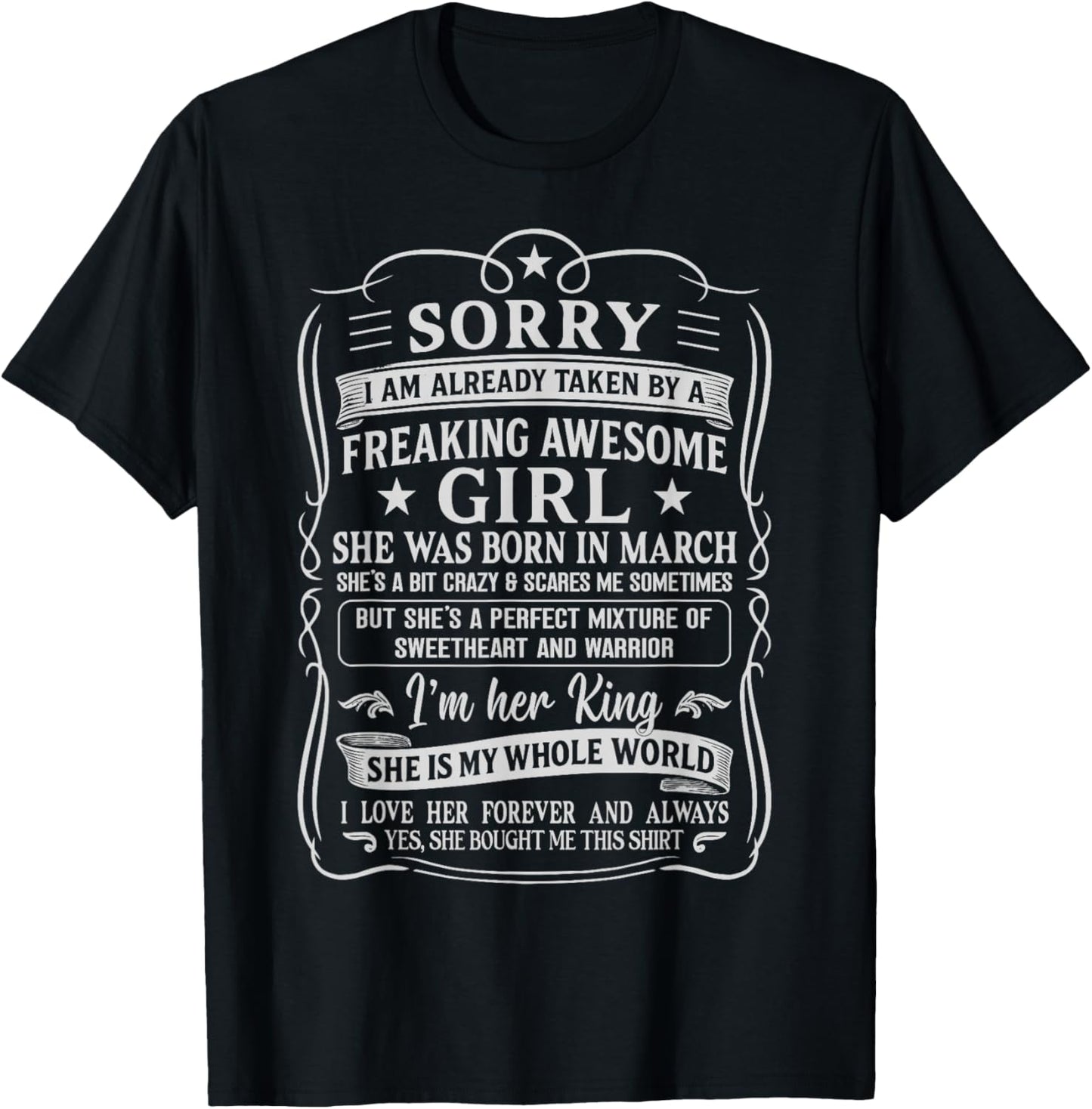 I Am Already Taken by Freaking Awesome Girl Born in March T-Shirt - T-Shirt | Black