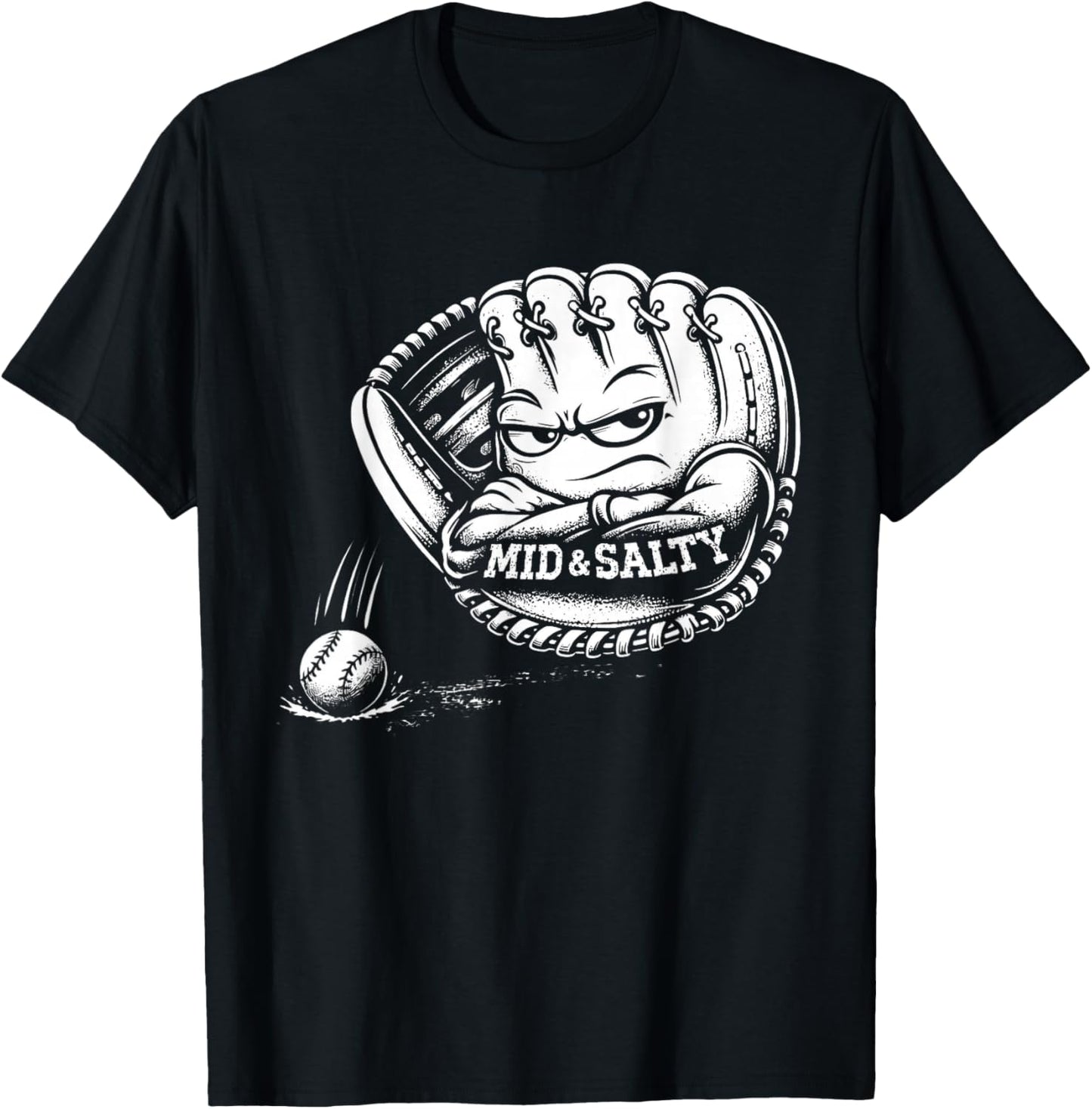 Mid and Salty Baseball Glove Funny Sports T T-Shirt - T-Shirt | Black