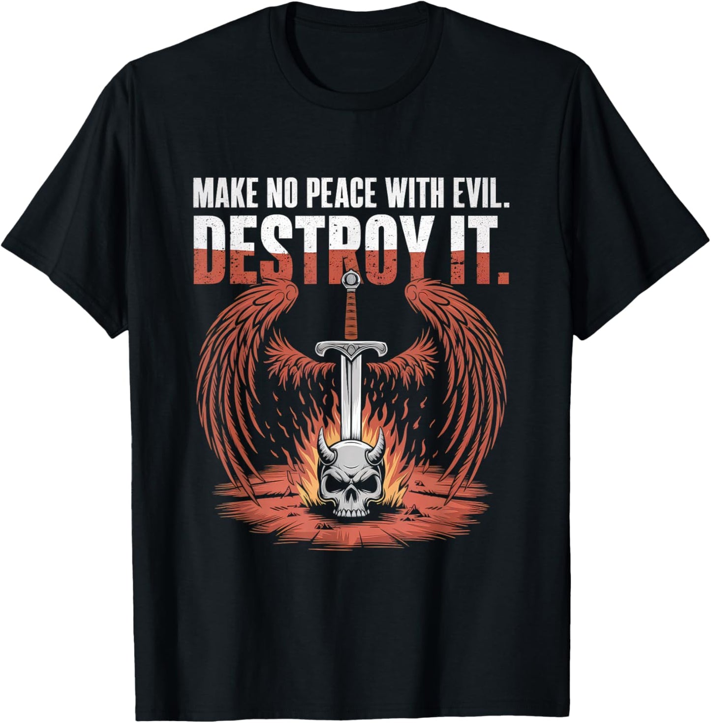 Make No Peace with Evil Archangel Michael Jesus God T-Shirt - T-Shirt | Black