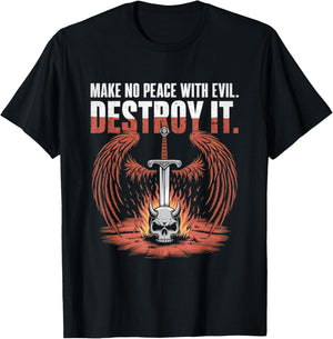 Make No Peace with Evil Archangel Michael Jesus God T-Shirt - T-Shirt | Black