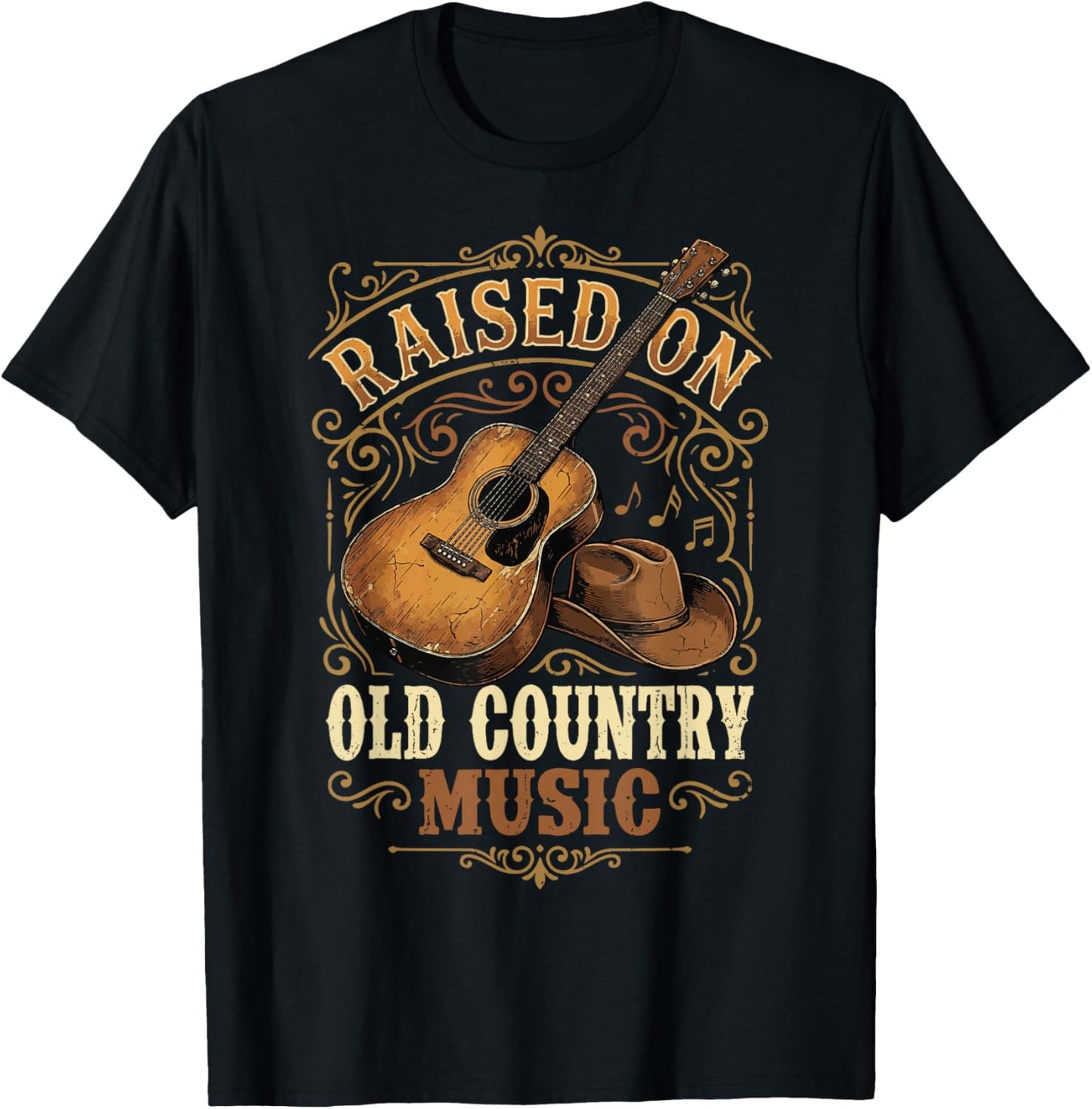 Raised On Old Country Music T-Shirt - T-Shirt | Black