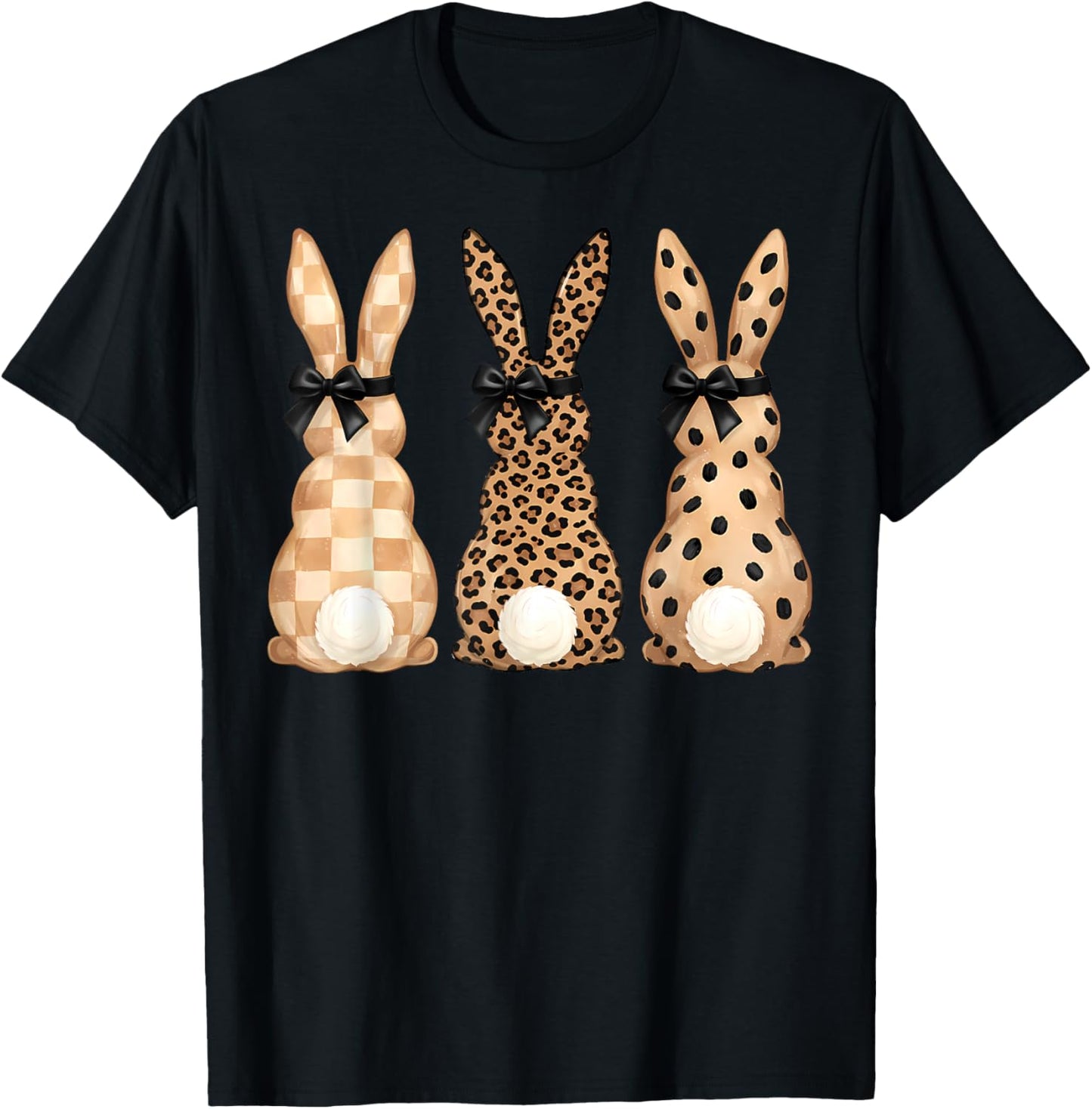 Cute Rabbit Bunnies Coquette Bow Easter Day Women Girls Kids T-Shirt - T-Shirt | Black